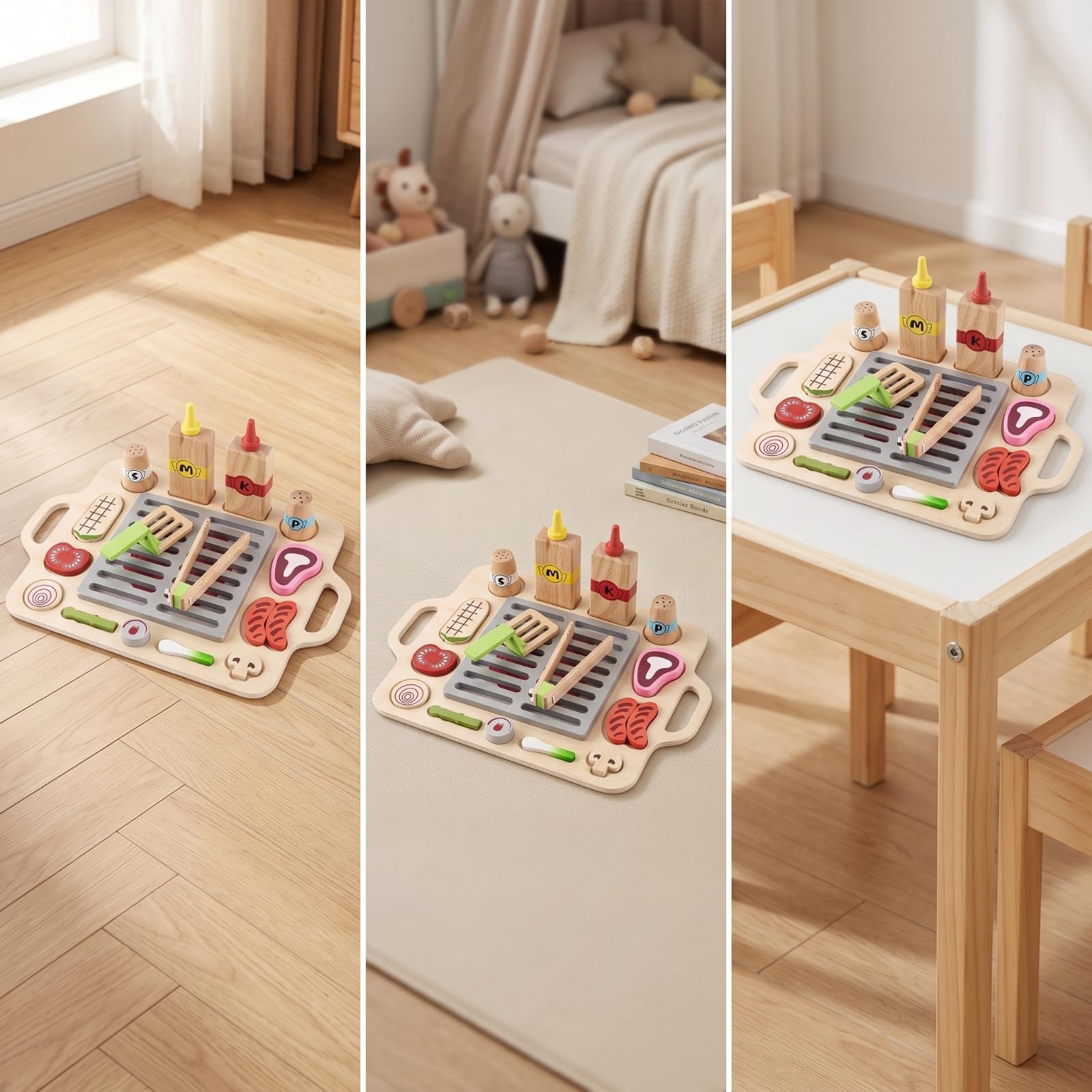 harayaa Barbecue in Legno Giocattolo Educativo | Sviluppo Motricità Fine, Set Barbecue Giocattolo, Tile, Giocattoli, per Cameretta, Asilo