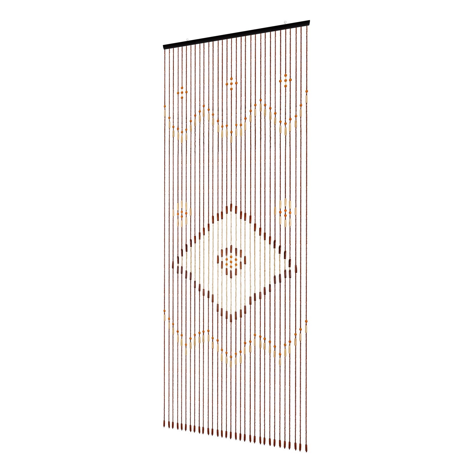 Lieroda Chocolate Brown Wooden Beaded Door Curtain, Retro Vintage String Bead Room Divider Curtain, 31 Strands Hand Polished Wood & Cotton Bead Curtain 90×208Cm, Partition Screen For Doorway, Bedroom, Living