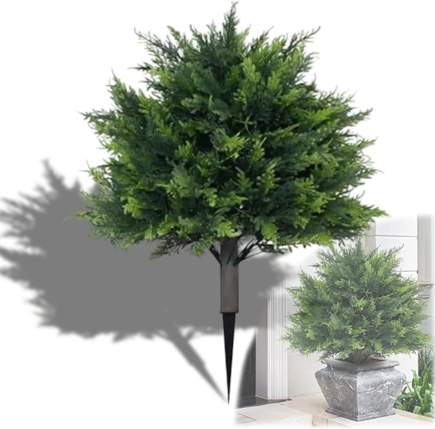 2026 New Faux Cedar Container Fillers, Faux Cedar Planter Filler with Ground Spike, Artificial Outdoor Bushes for Large Pots, Weathe Resistant, for Porch/Patio/Balcony Indoor Outdoor Decor (A)