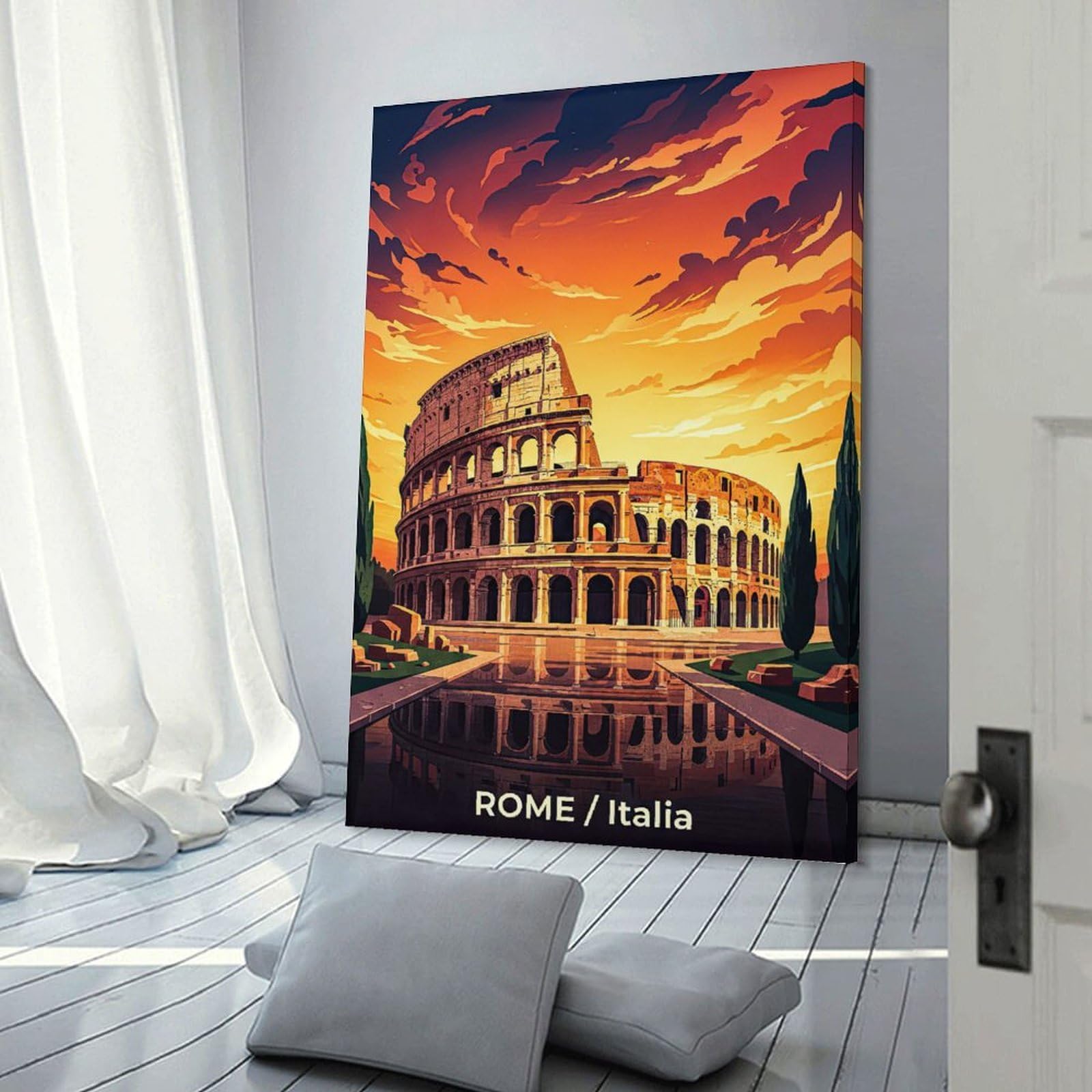 Junmoney Canvas Wall Decor Colosseum at Sunset, 20x30inch(50x75cm), for Bedroom, Guest Room Or Reading Nook, Decorative Wall Art for Cosy Rooms