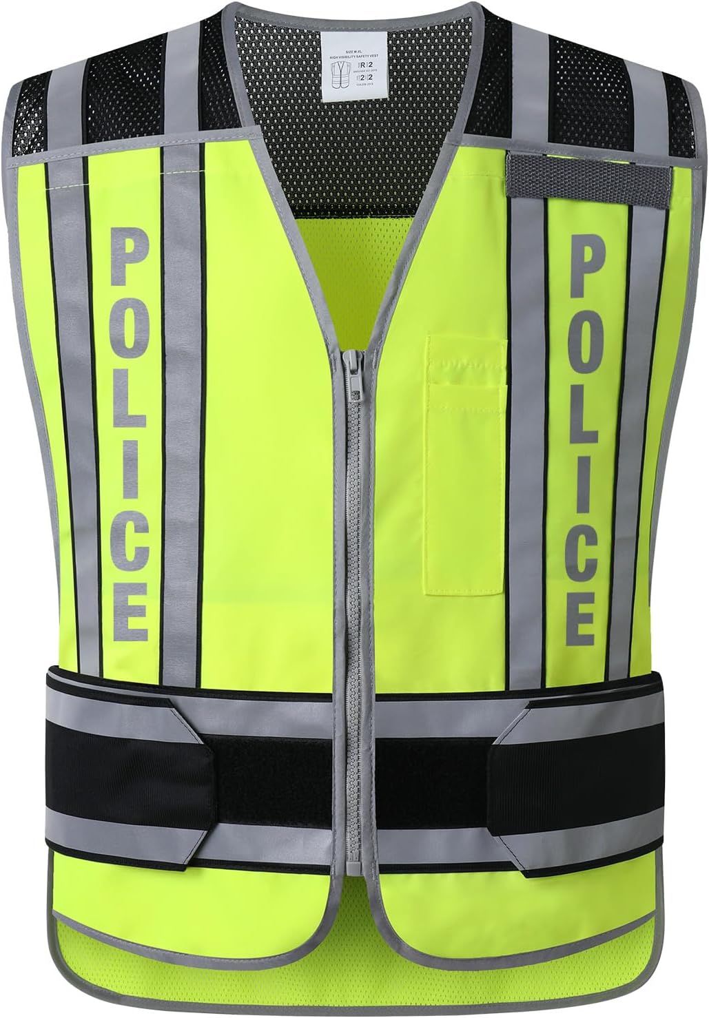 Reflective Class 2 Police Traffic Vest Lime Green 4 Point Breakaway Heavy Duty High Visibility Yellow Police Vest