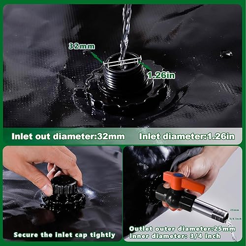 Miniatura 9 de Contenedores de almacenamiento de vejiga de agua de 3000 L/792.5 galones, tanque de agua portátil plegable bolsa de agua suave de gran capacidad