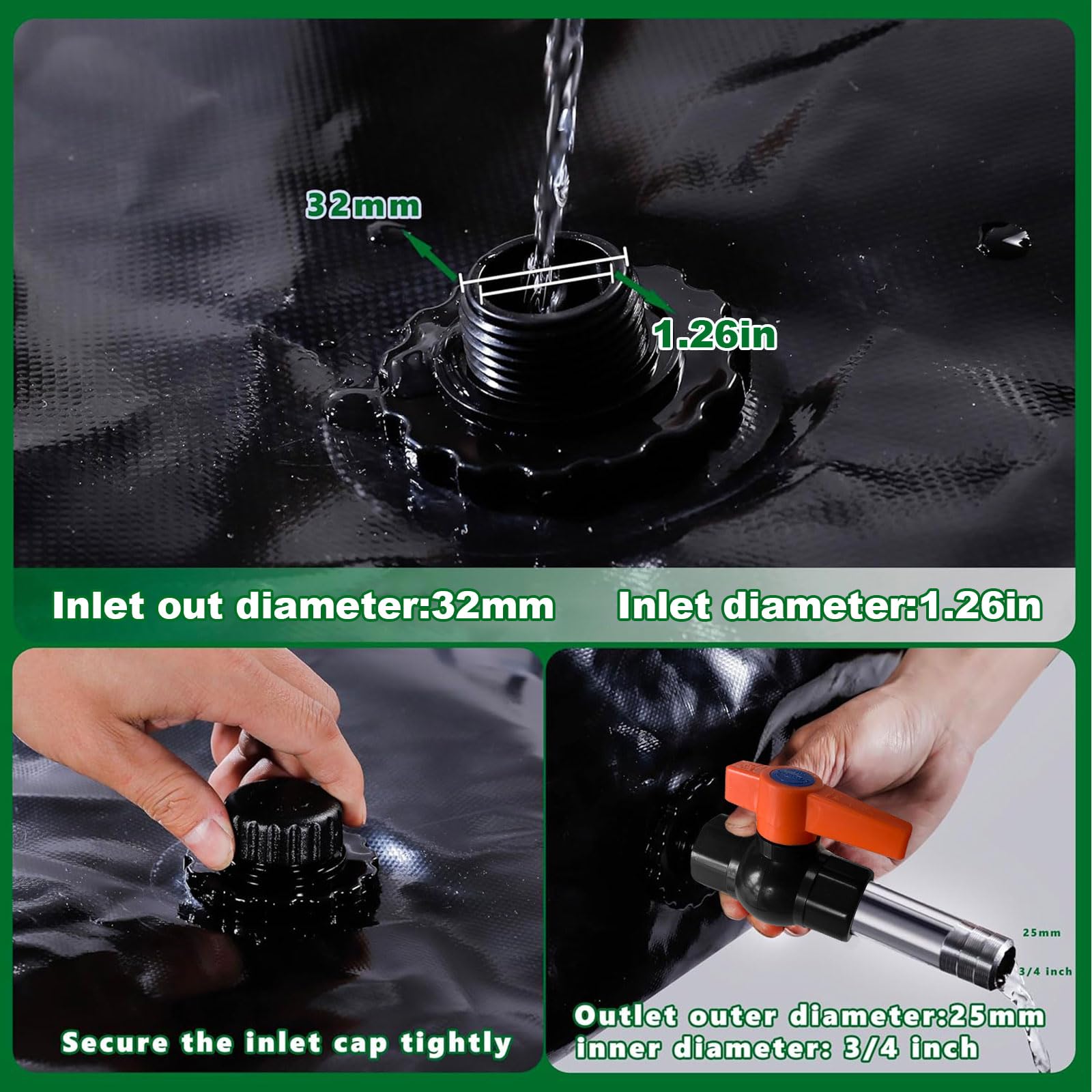 MXQMKL Contenedores de almacenamiento de vejiga de agua, tanque de agua portátil plegable de gran capacidad, bolsa de agua suave, resistencia a la sequía, prevención de incendios, agua de emergencia