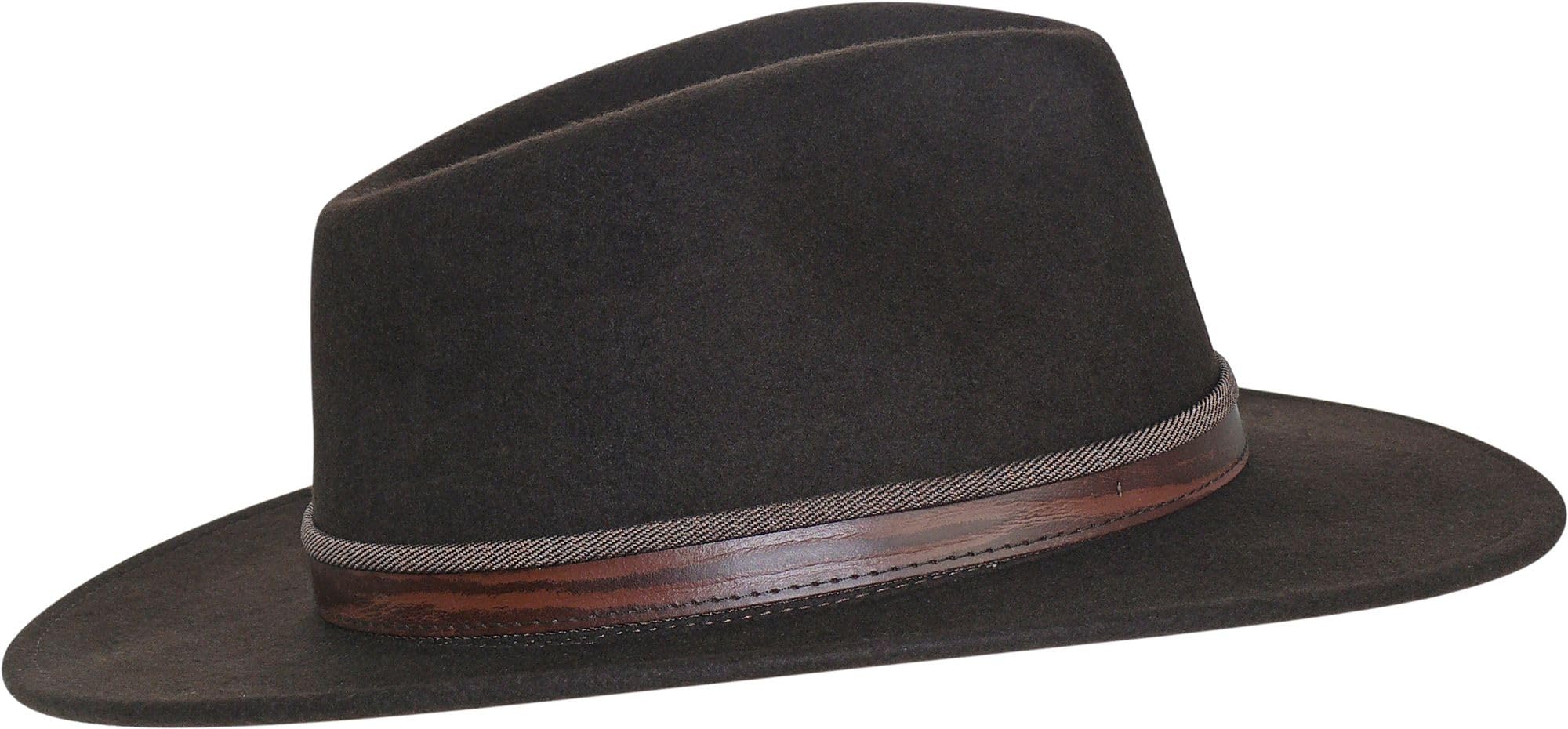 Harrys-Collection, Cappello a tesa larga, pieghevole, con ampia fascia marrone di tessuto, disponibile in 3 colori