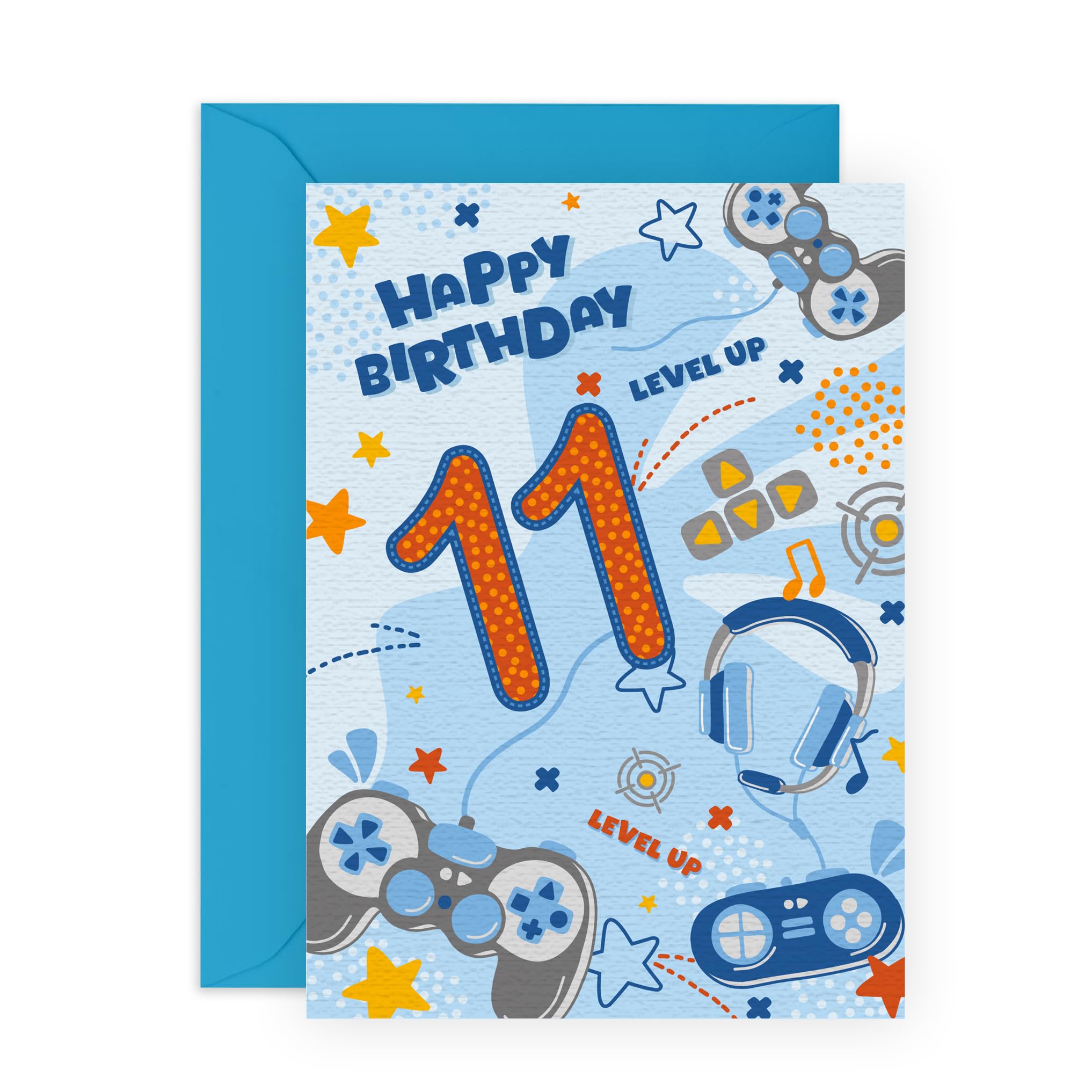 Biglietto Auguri 11° Compleanno Ragazzo – Con Stelle Colorate E Numero 11 Dorato – Ecologico - 2