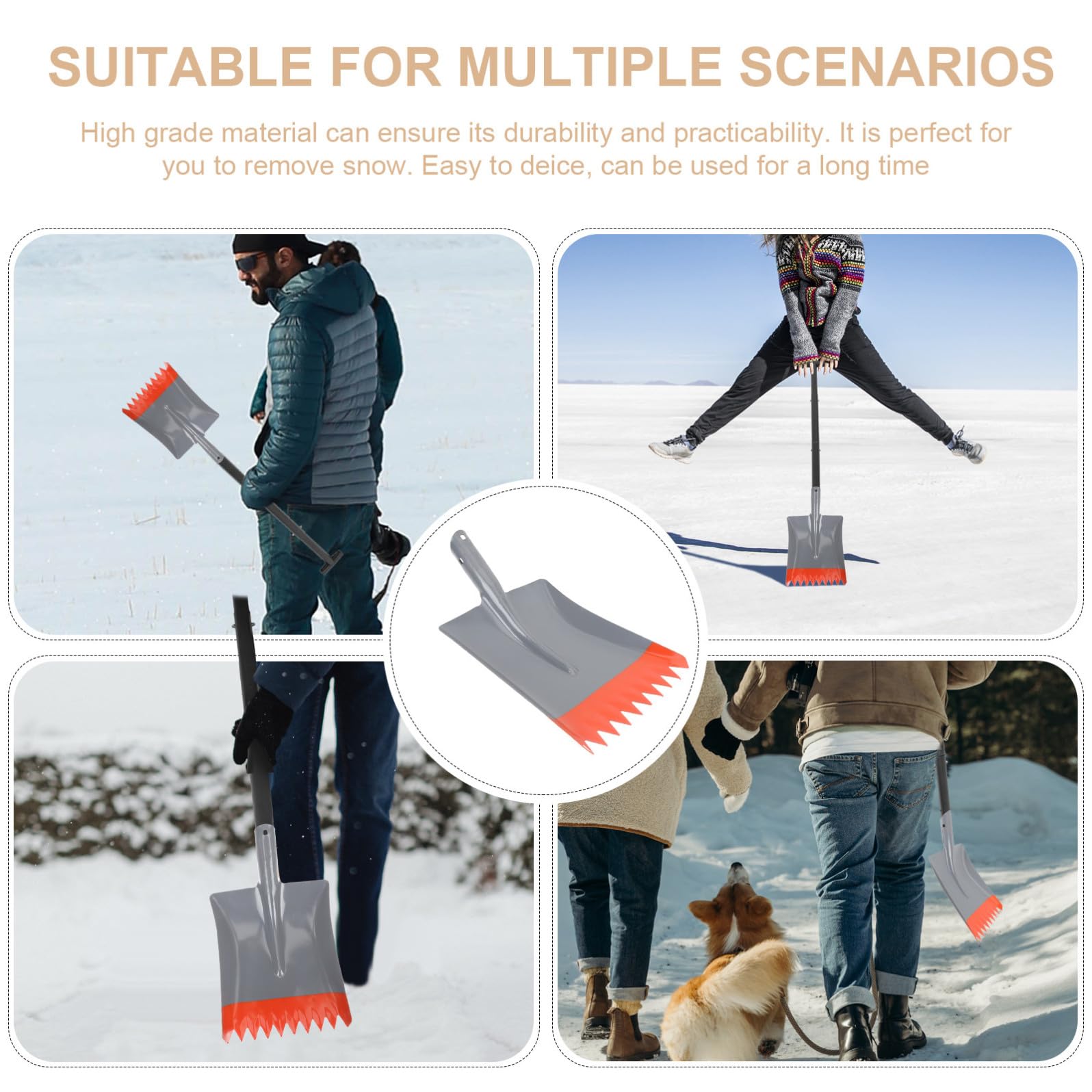 PACKOVE Pala da Ghiaccio per Esterni in Metallo Rinforzato, Raschietto Sostituibile per Neve e Ghiaccio, Strumento Leggero e Resistente per Pulizia Invernale di Porte e Finestre