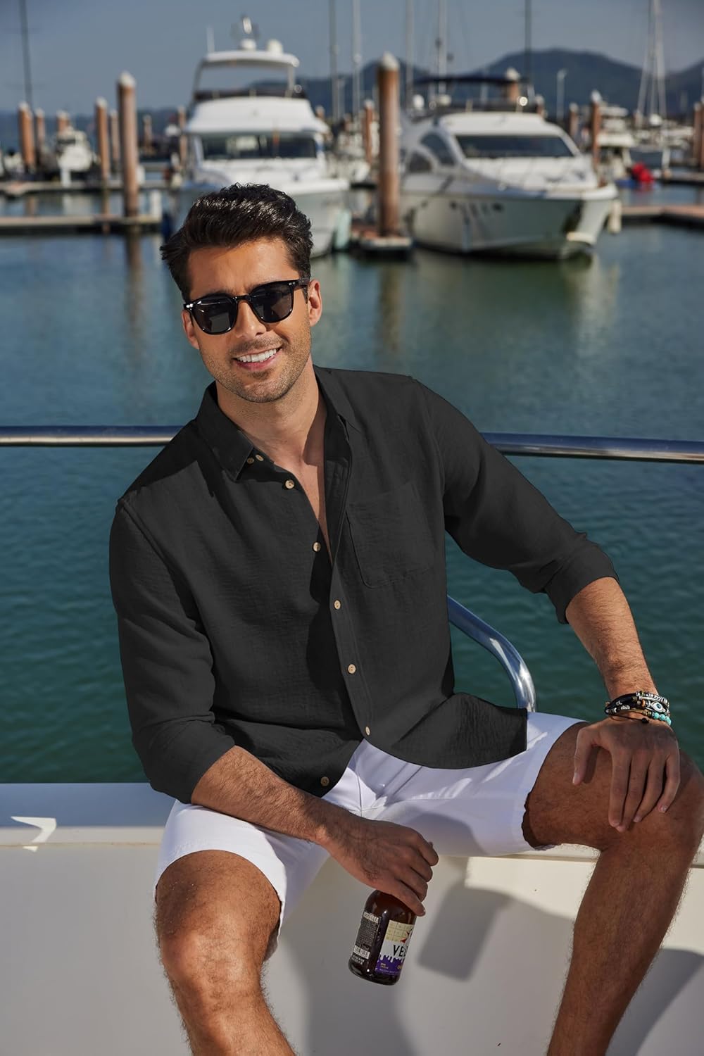 COOFANDY Men's Long Sleeve Button Down Shirt Casual Untucked Shirts Summer Beach Wedding Linen Textured Shirts - Image 8