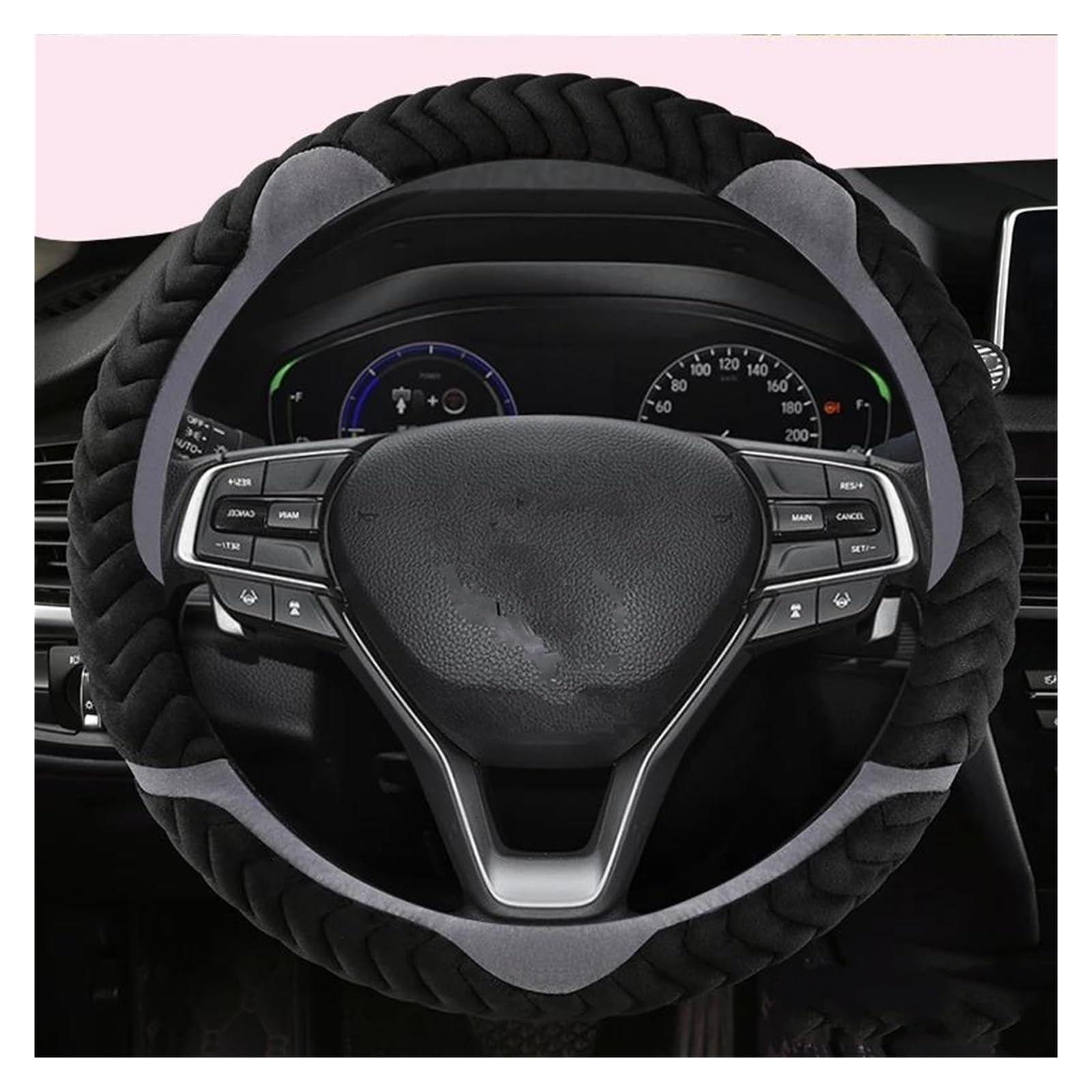 Volante Automóvil Funda Volante Coche Felpa Invierno Tamaño Personalizado para Civic para CRV XRV para Accord 2016~2021 10.º Protector Volante Coche(Gris)