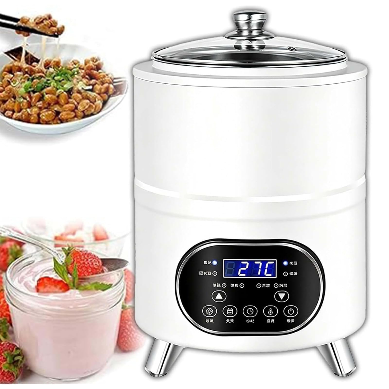Yogurtera de Acero Inoxidable 8L/12L con Temperatura Regulable White-8L