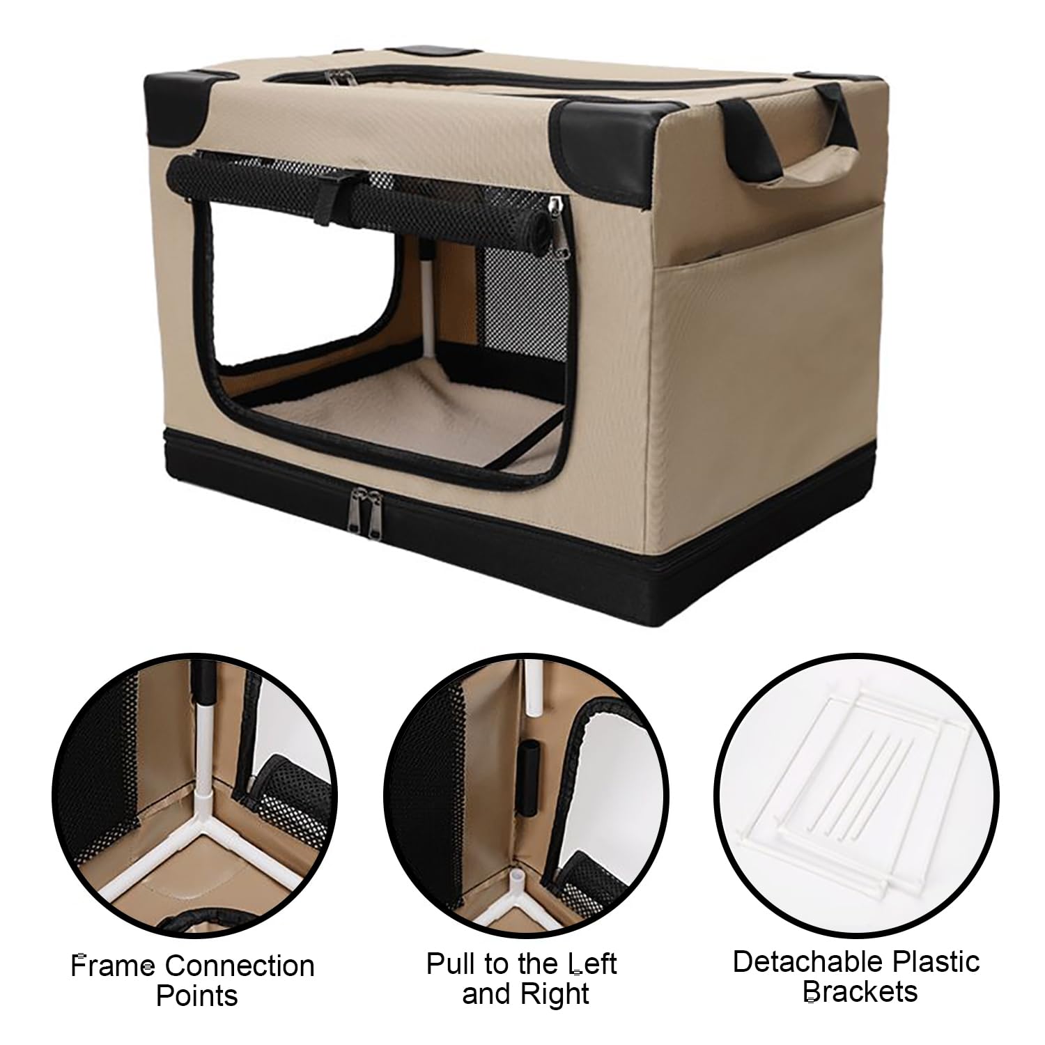 Hundebox Faltbar, Transportbox Katze Groß,Weicher Haustier-Transportkorb (82x59x59CM) zum Reisen,Hundetransportbox Auto für Zuhause Verstellbarer Stoffbezug mit Spiraleisenrohr
