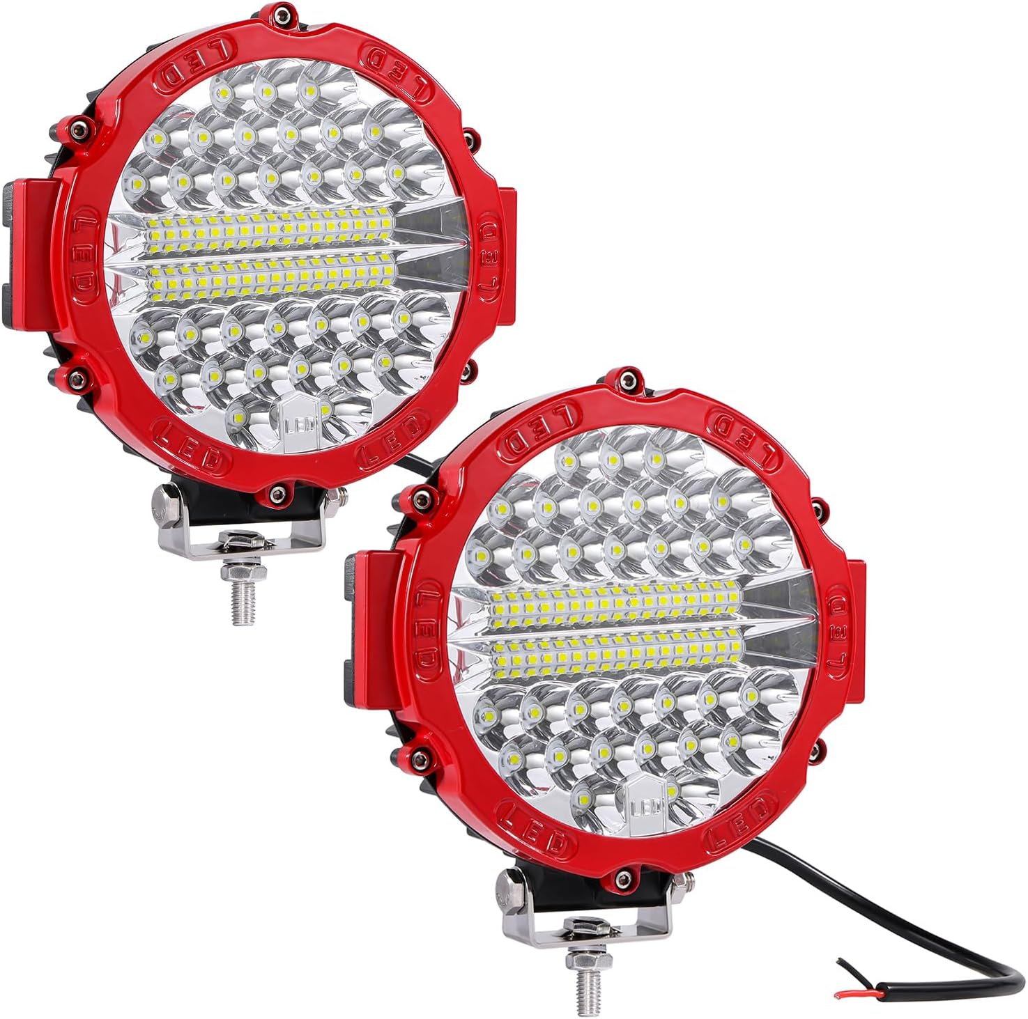 LED Light pods 7 Inch Round Tractor Lights Bar 201W 6500K 15000Lumen 12V 24V Bumper Fog Flood Spot Beam Driving Lights Bar LED Off Road Lighting for Pickup SUV ATV UTV Truck Light 2Pack