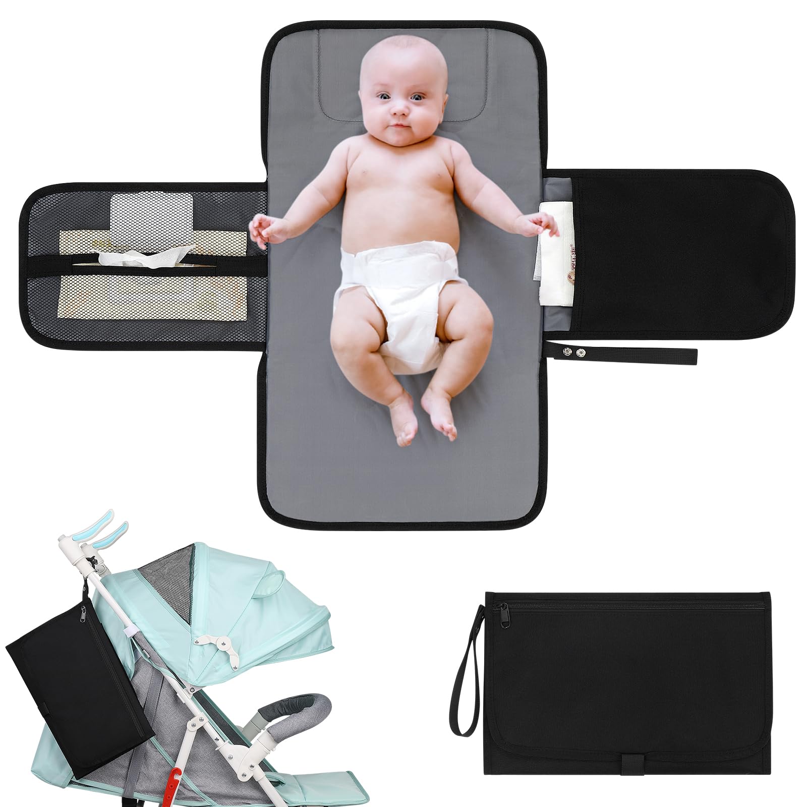 Accmor Portable Diaper Changing Pad, Waterproof Baby Changing Mat, Baby Diaper Changing Pad for Travel, Black