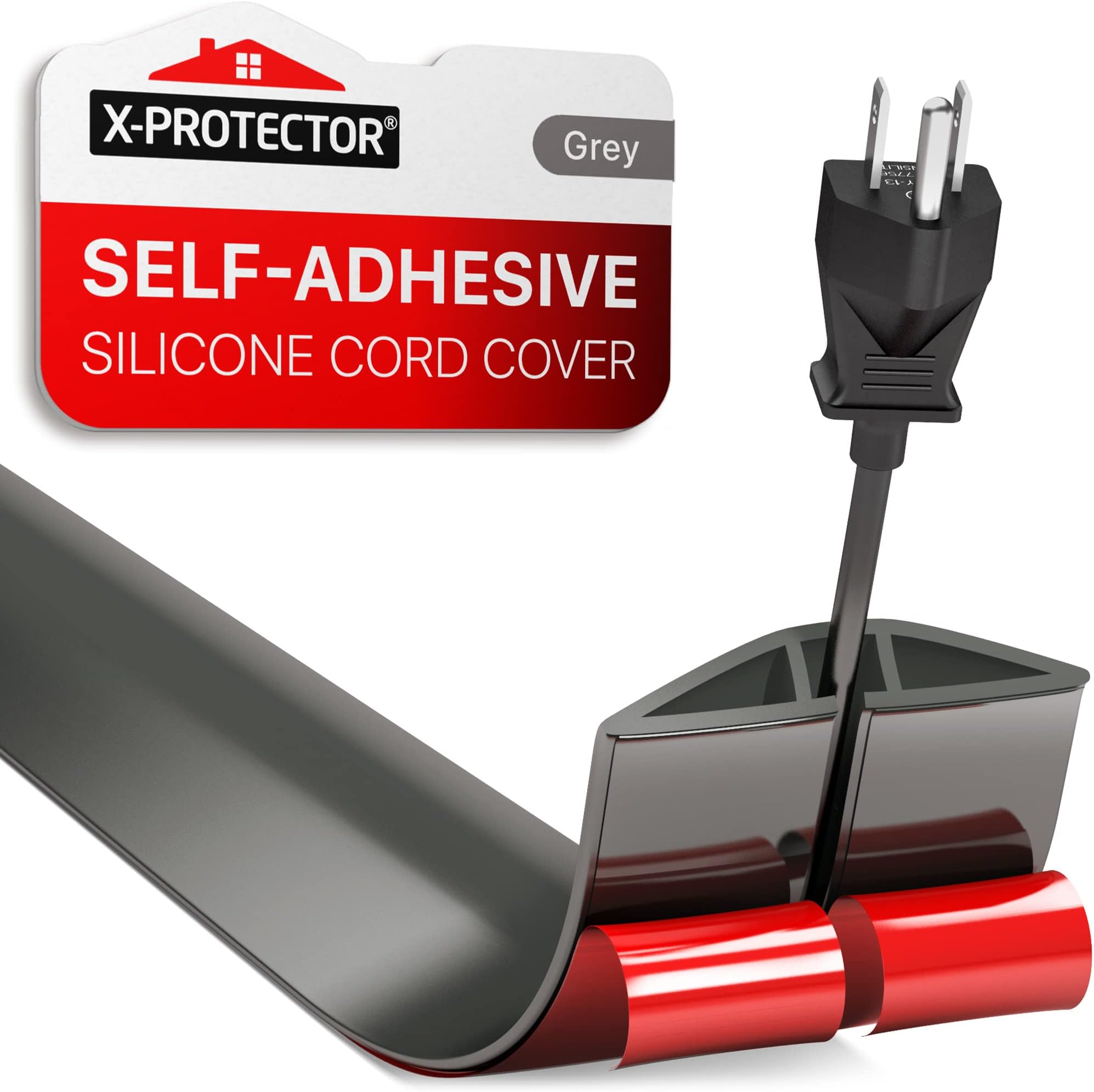 Floor Cord Cover X-Protector – 5’ Overfloor Cord Protector – Self-Adhesive Power Cable Protector – Silicone Cord Protector – Ideal Extension Cord Cover to Protect Wires On Floor (60 in)