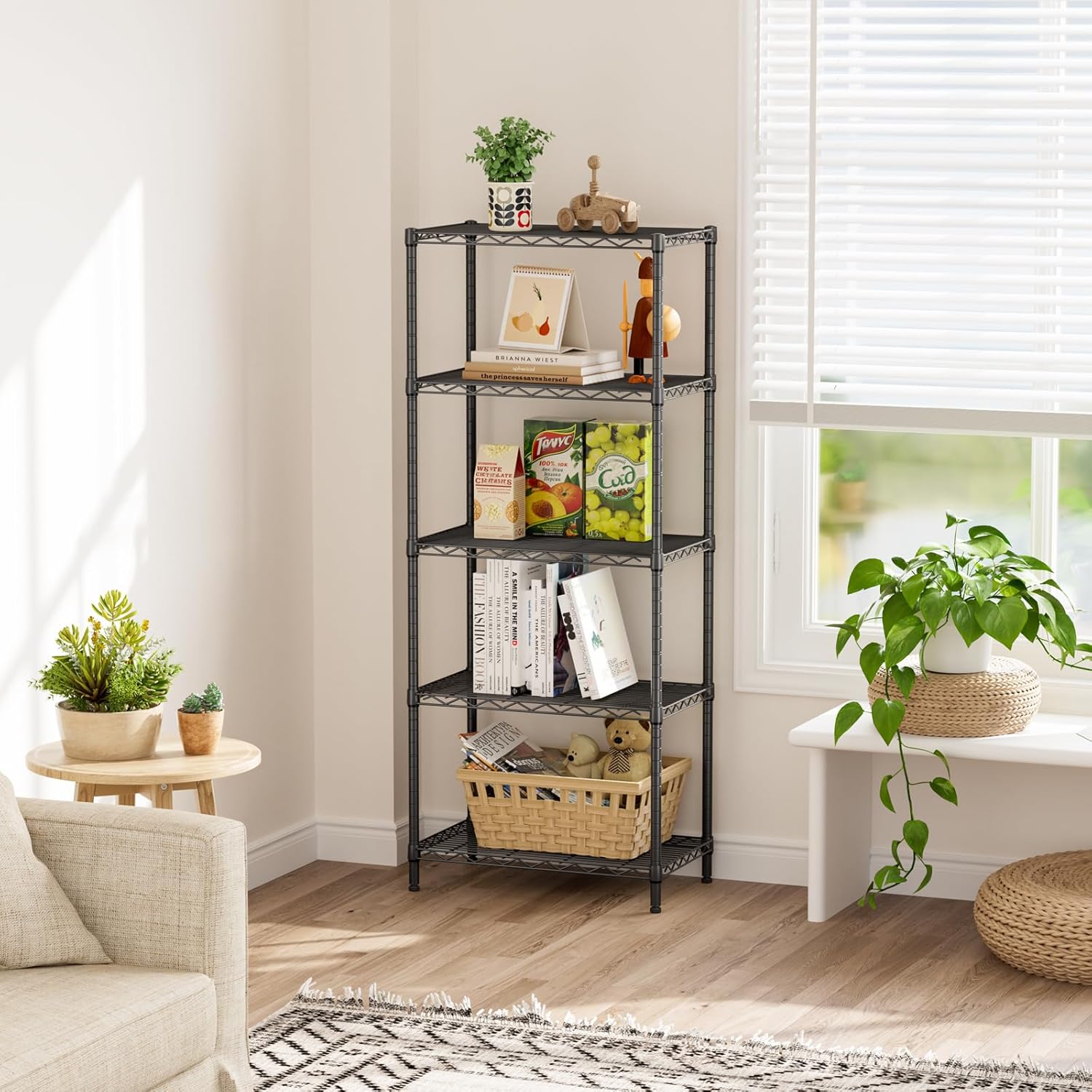 SINGAYE 5 Tier Storage Shelves Wire Shelving Unit Shelve Metal Kitchen Laundry Room Organization Home Pantry Closet Bathroom Organizers Garage Rack Estantes para Cocina 14" D x 24" W x 59.5" H Black - Image 4