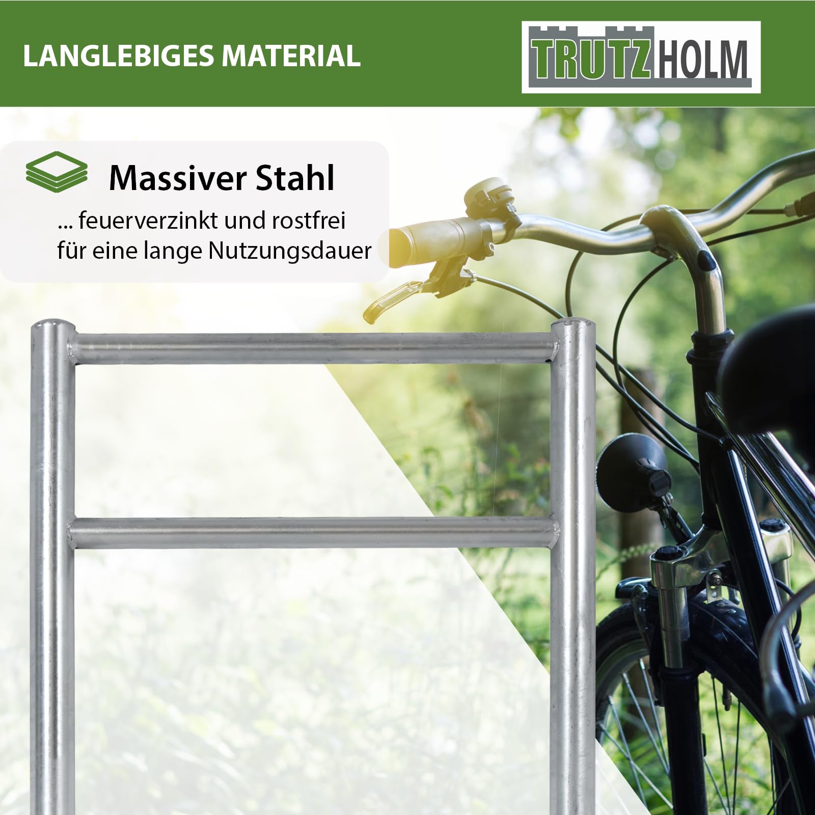 TRUTZHOLM 2x Fahrradanlehnbügel mit Knieholm 115x75 cm Stahl feuerverzinkt Ø 60 mm Anlehnbügel zum Einbetonieren Fahrradbügel Fahrradständer Parker Diebstahlsicherung Fahrrad Anlehner