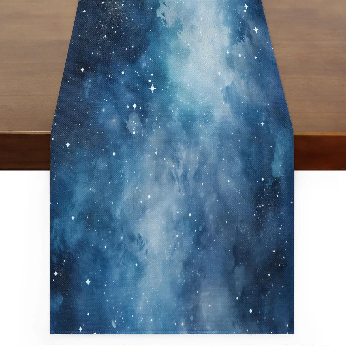 Chemin de table galaxie bleu 304 cm pour déco cuisine et grande table salle à manger