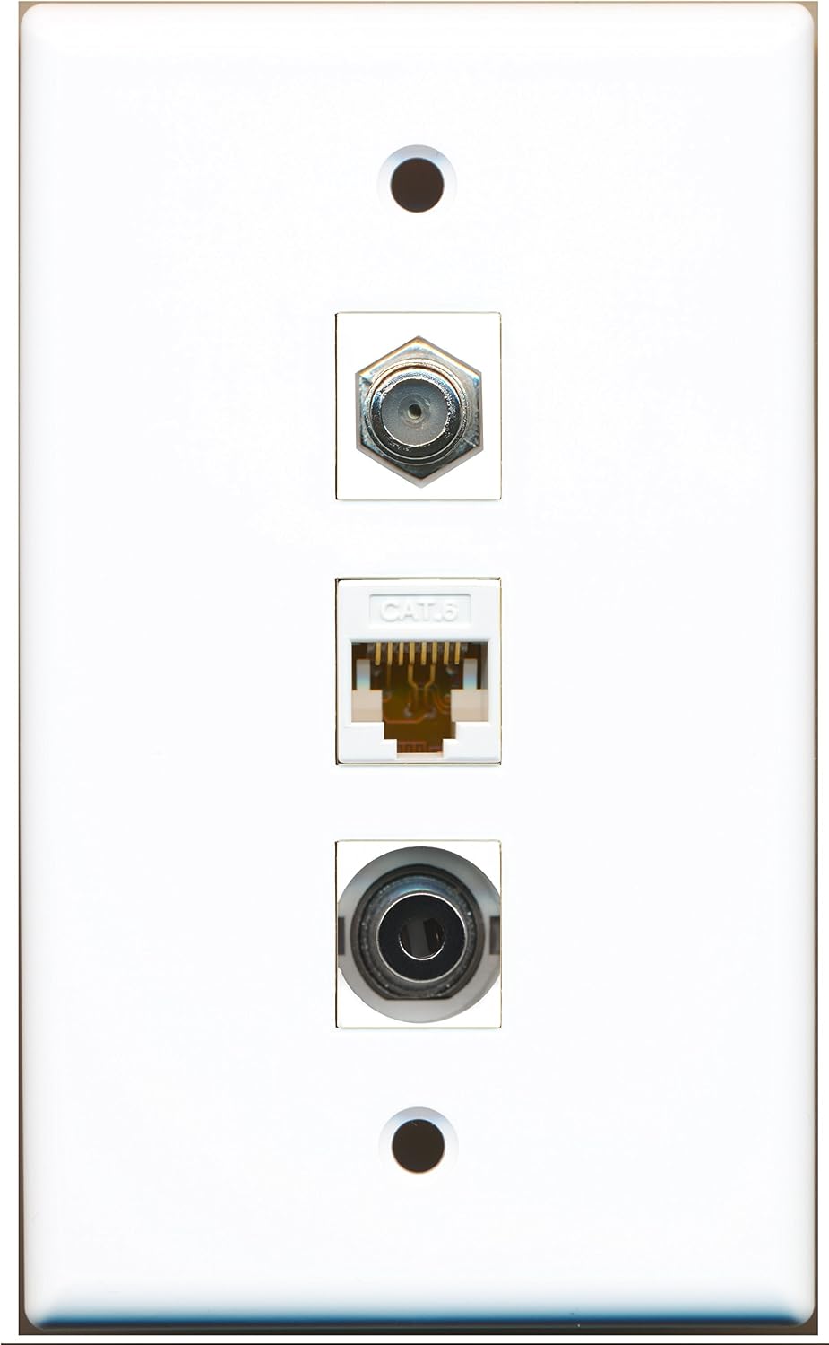 RiteAV 3 Port HDMI 1 Coax TV F-Type Cat6 Ethernet Toslink Optical Wall Plate Outlet Gray Gray