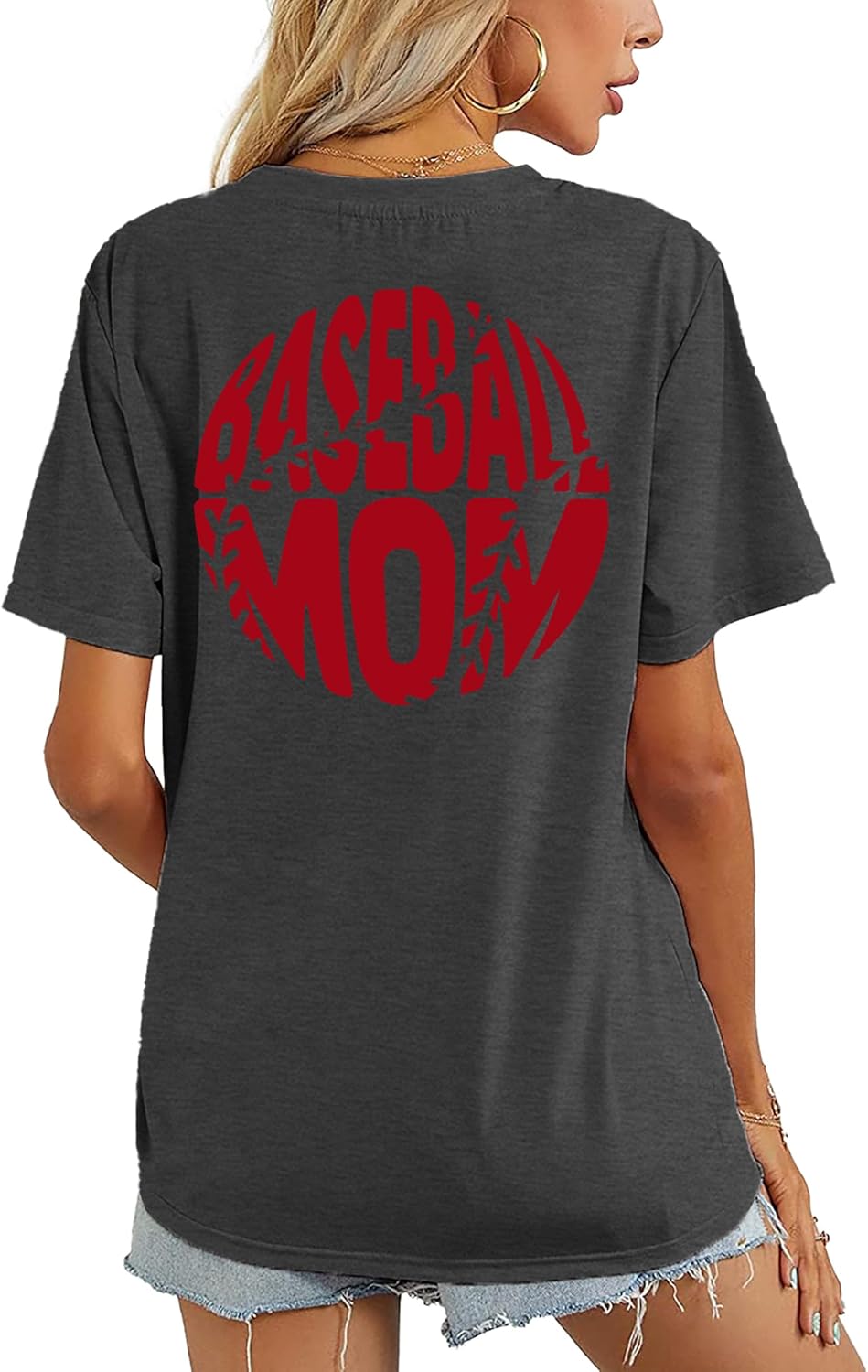 Baseball Mom Shirt for Women: Funny Baseball Tee Shirt Baseball Mama Short Sleeve Casual Tee Tops - Image 2