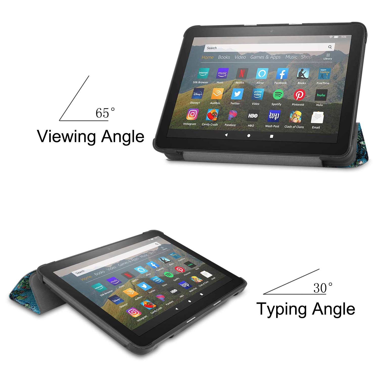 Amazon Fire HD 8 Plus 本体・カバー・スタンド　3点セット Amazon.co.jp: Shron For Fire HD 8 / HD 8 Plus 2024/2022/2020