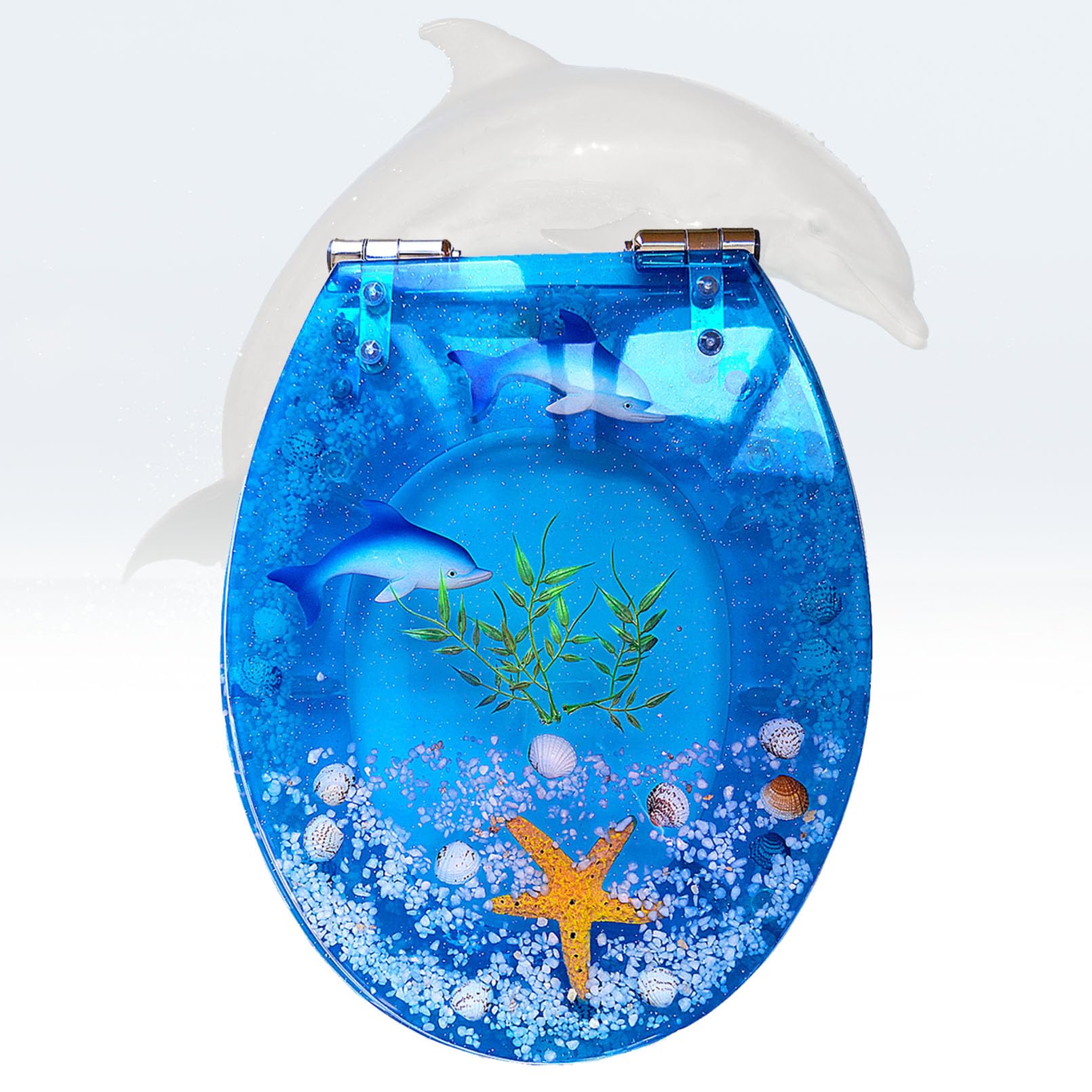 Abattant de toilette fermeture lente en résine robuste anti-desserrage 3D