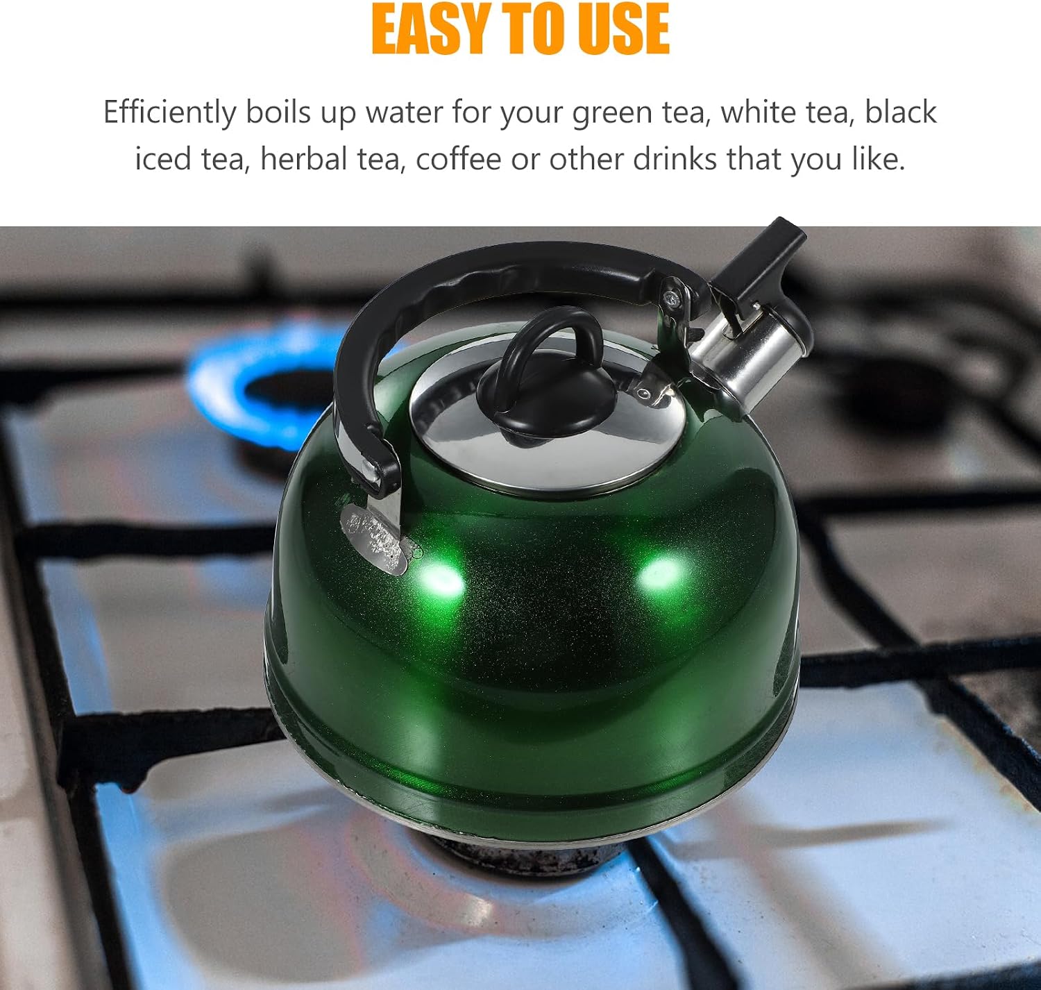 Amosfun Stovetop Whistling Kettle Teapots - 3L Stainless Steel Teakettle Fast Boiling Tea Pots Water Coffee Kettle with Ergonomic Handle Ideal for Home Kitchen Use