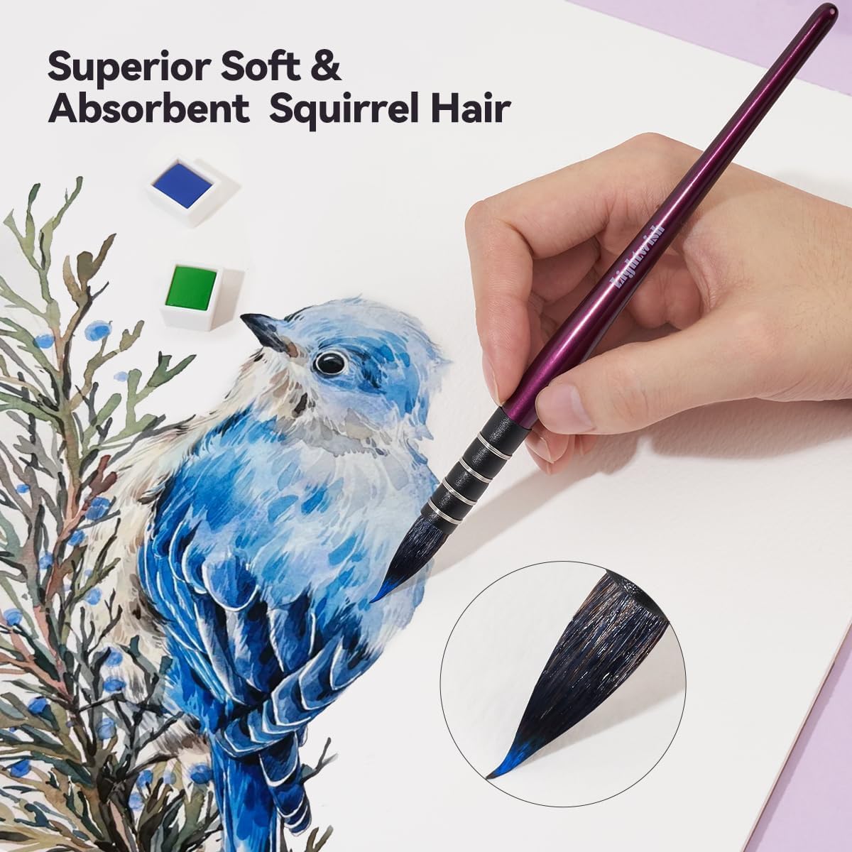 LIGHTWISH Aquarellfarben Set 48 Farben in Tragbarer Box, Mit Pinsel, Aquarellpapier und Mit Palette, Reise-Aquarell-Set für Künstler, Hobbymaler und Malerei-Liebhaber