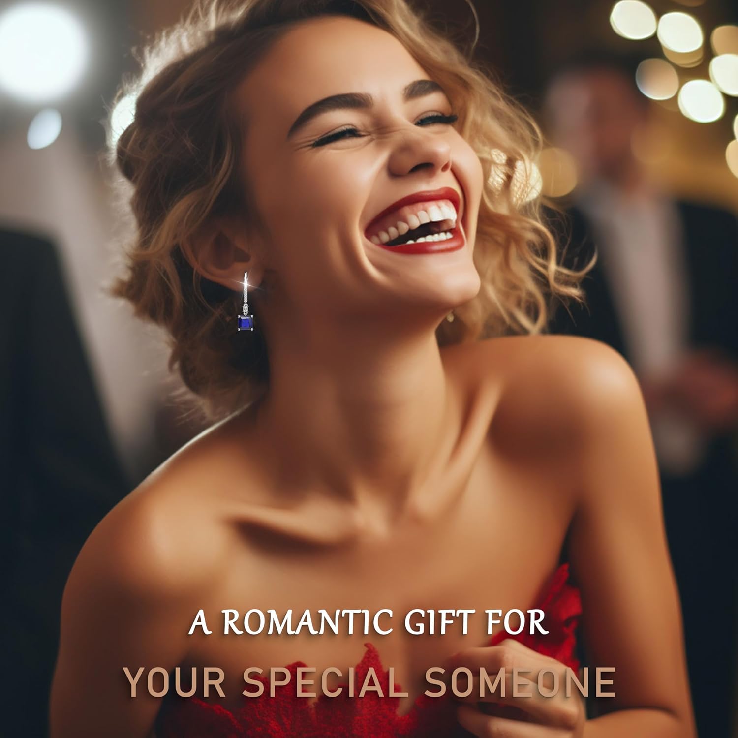 18K White Gold Plated Sterling Silver Square Princess Cut Cubic Zirconia Dangle Earrings for Women Square CZ Diamond Drop Dangling Earrings for Women Mom Hypoallergenic - Image 5