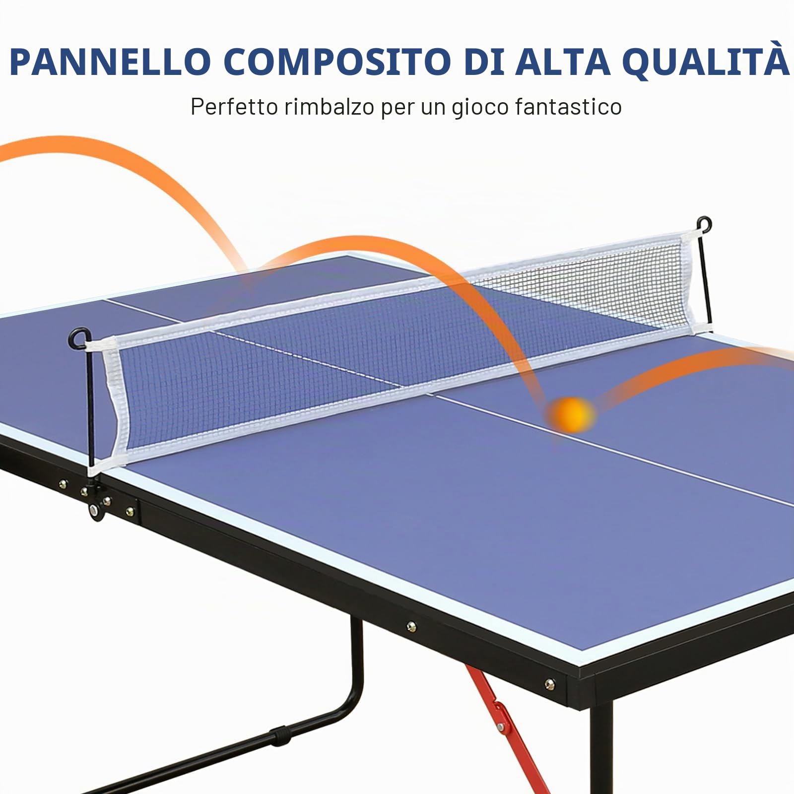 Tavolo da ping pong pieghevole e portatile, 137 x 76 cm, set da tavolo per giochi interni ed esterni, con rete, 2 racchette da ping pong e 3 palline