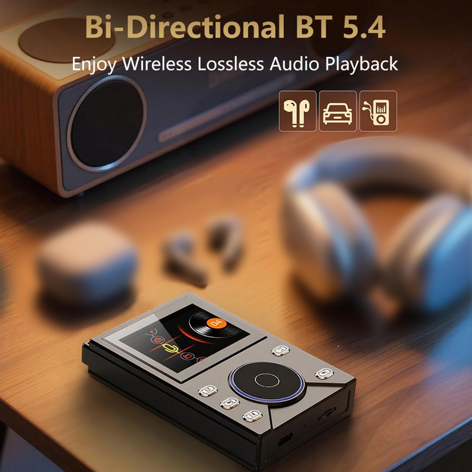 Tragbarer Audio-Player mit 2,4-Zoll-TFT-Display und ALPS-Rad, Verlustfreier HiFi-Musik-Player, Digitaler Sound- für Car Home Outdoor (metallisches Grau)