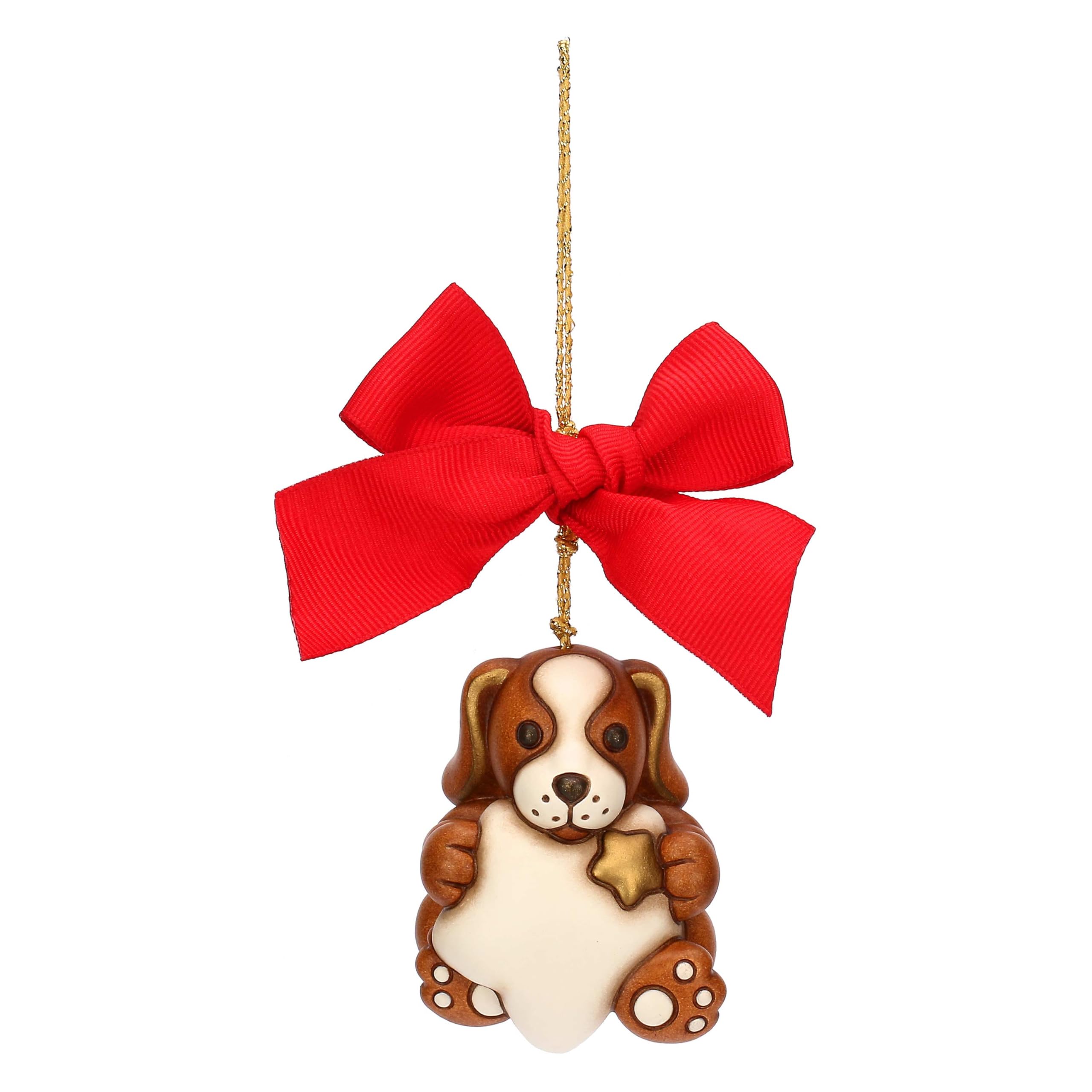 THUN - Christmas decoration dog Todo in ceramic, large - 4.5 x 4.5 x 5.8 cm