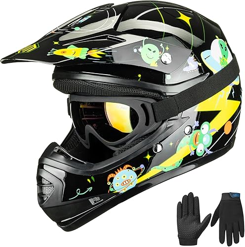 ILM Gafas deportivas para casco de motocross ATV para niños y jóvenes, guantes deportivos para motocross, motocicleta, todoterreno, aprobado por DOT