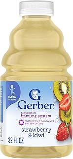 Gerber Toddler Juice, Strawberry & Kiwi, Water and Fruit Juice Blend, Toddler Drink, 6PK