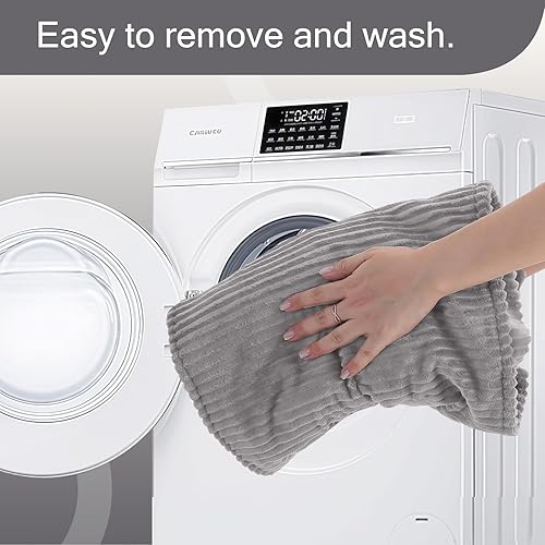 Miniatura 15 de MeMoreCool Puf Otomano Cuadrado Acolchado Reposapiés, Puf de Piso de Pana Taburete Reposapiés con Relleno de Trozos de Espuma, Otomano Acolchado