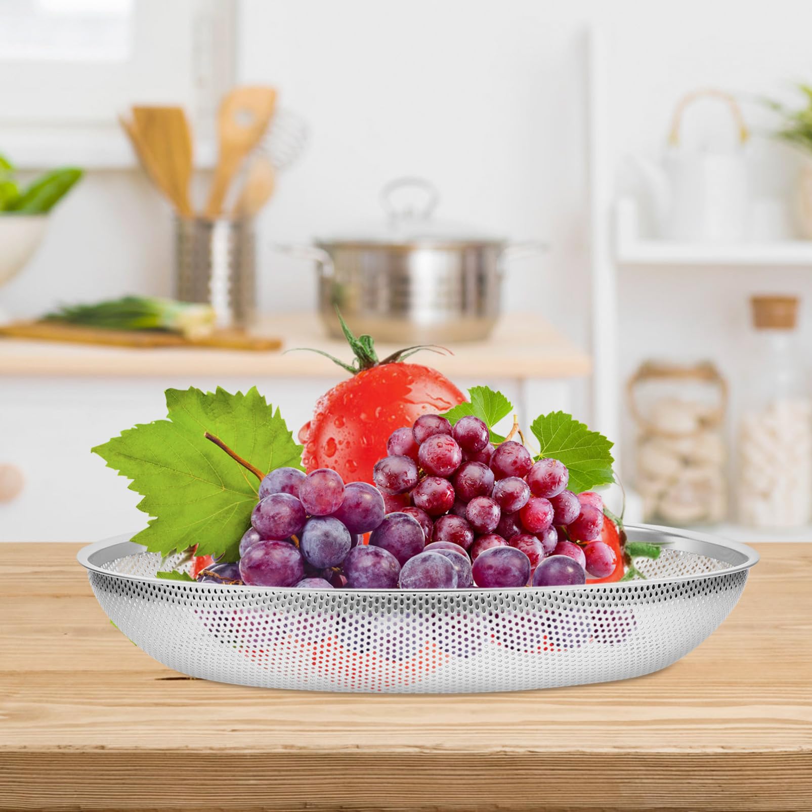 Cabilock 2 Piezas Colador Inoxidable para Cocina Escurridor Multifuncional con Fina para Lavar Verduras y Frutas Resistente y Duradero