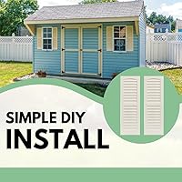 Vista 5 de Persianas para cobertizos con listones de 9 pulgadas de ancho x 27 pulgadas de alto para cobertizos, casas de juegos y gallineros, 1 par (blanco)