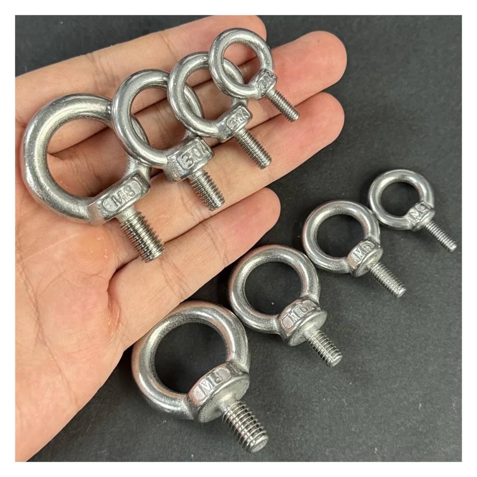 Pernos de Ojo de Acero CáNcamos 15/1 piezas de pernos ojo acero inoxidable M4 M5 M6 M8 fácil instalación con rosca(M5,10 PCS)
