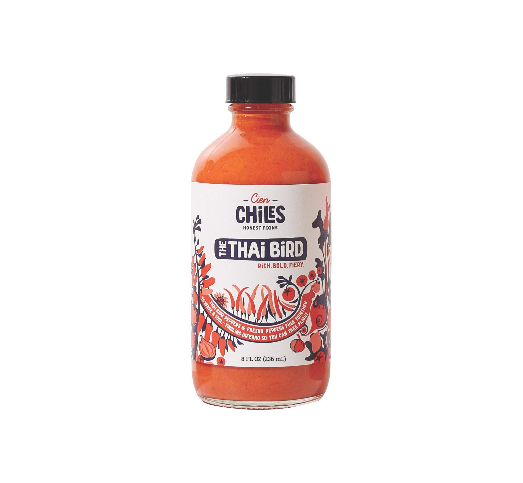 Cien Chiles The Thai Bird | All Natural Sauce | Zero Sugars, Non-Gmo, Gluten-Free, Vegan | 8 Oz Bottle