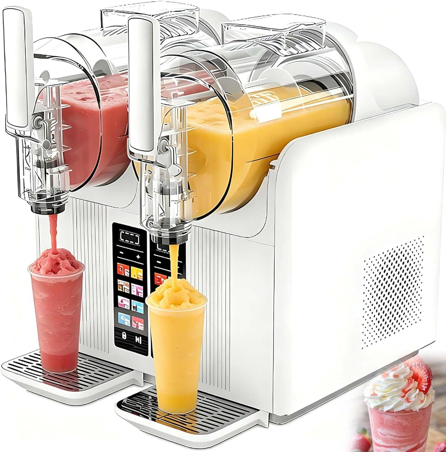 XUXIAO 2-in-1 Slush Machine & Soft Serve Ice Cream Maker White