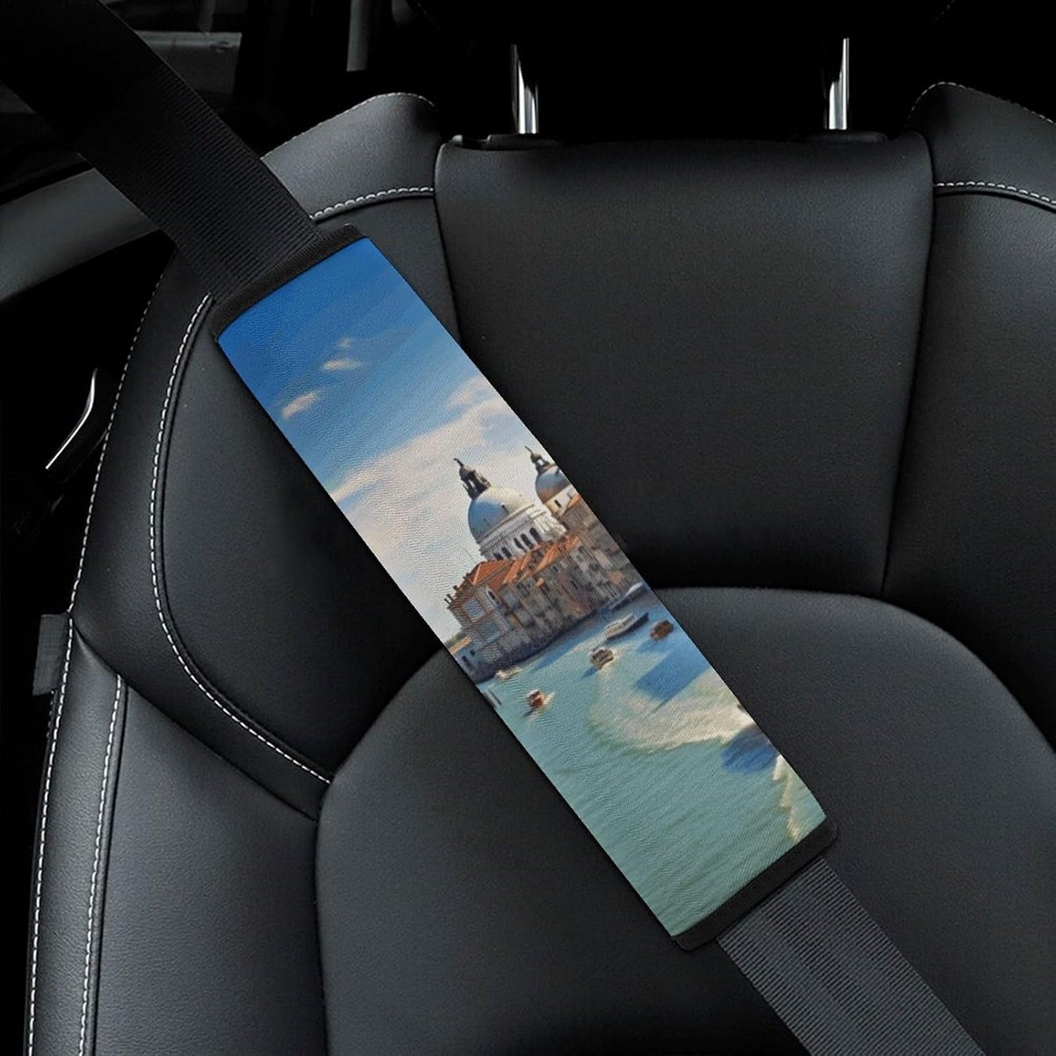 2 PCS Super Soft Car Seat Belt Pad, Cute Grand Canal in Italy Printed Waterproof Sweat-Absorbing Seat Belt Covers Backpack Shoulder Pad for All Car Seats Baby Strollers