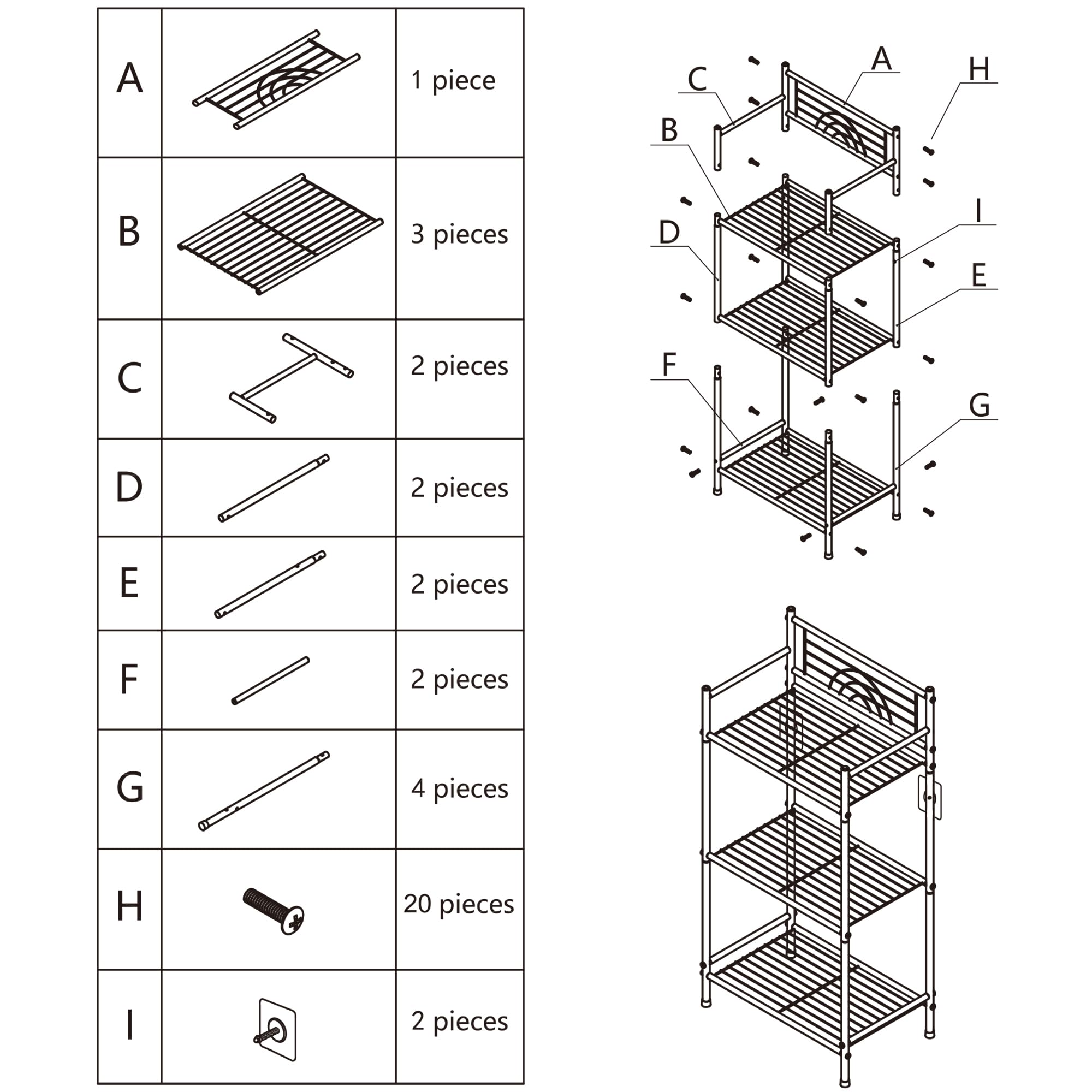 Scaffale Bagno Organizzatore di Scaffali in Metallo 3 Ripiani Scaffale Cucina Salvaspazio Portasciugamani da Terra per Bagno, Cucina, Soggiorno Grigio