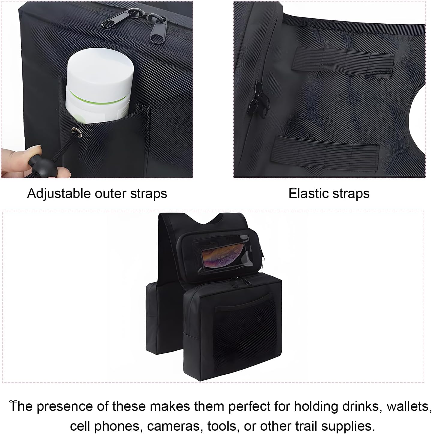 Motorcycle Tank Bag, Large ATV Tank Top Bag with Touch Screen Phone Pouch & Drink Holder, Universal Waterproof Saddlebags Storage Luggage for ATVs UTVs Snowmobiles Motorcycles