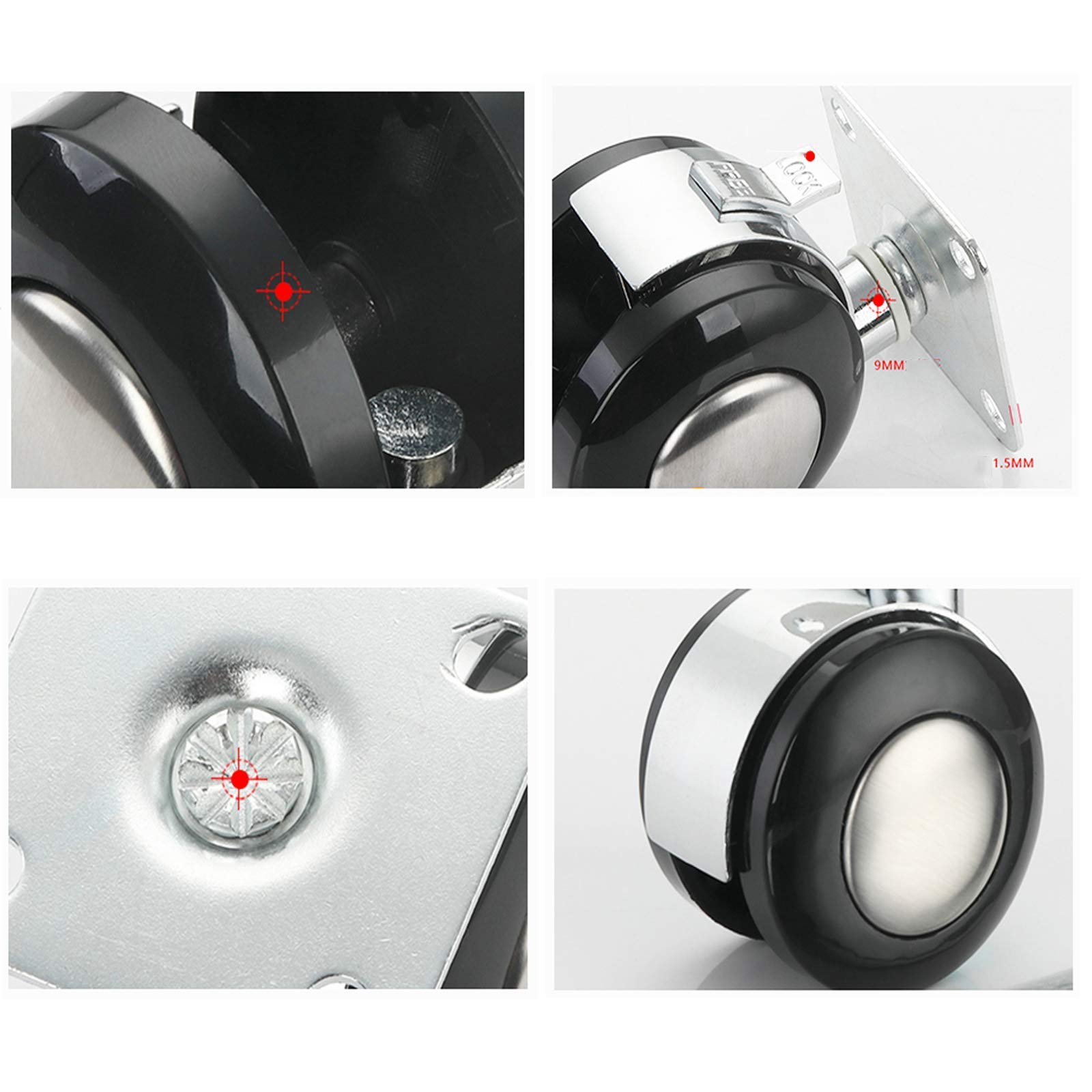 ruedas giratorias para muebles,5 ruedas giratorias para silla de oficina, ruedas giratorias para silla giratoria, ruedas giratorias de placa superior de metal, ruedas de plástico para carros