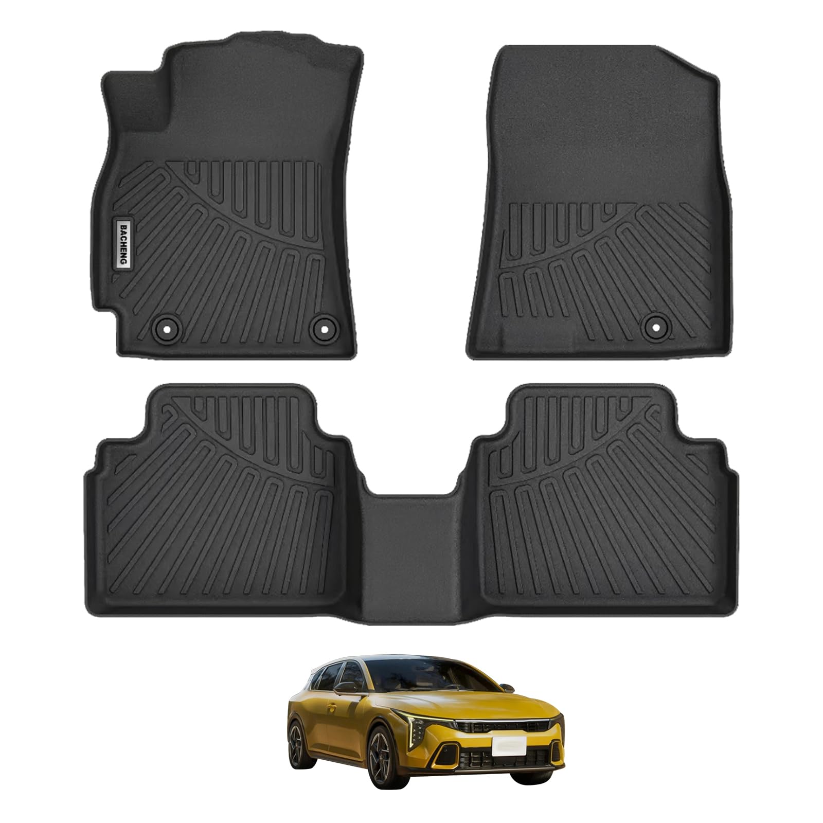 Alfombrillas BACHENG TPE para Kia K4 2024 de 2 filas, color negro, resistentes y duraderas, de alta calidad.