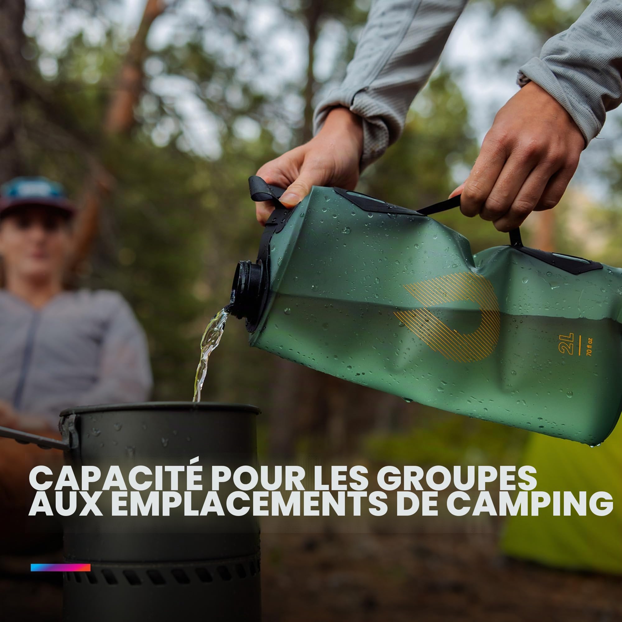 HydraPak Seeker – Stockage d'eau pliable (2 L) – Sac réservoir d'eau pour le camping sans BPA et PVC – Vert Sutro
