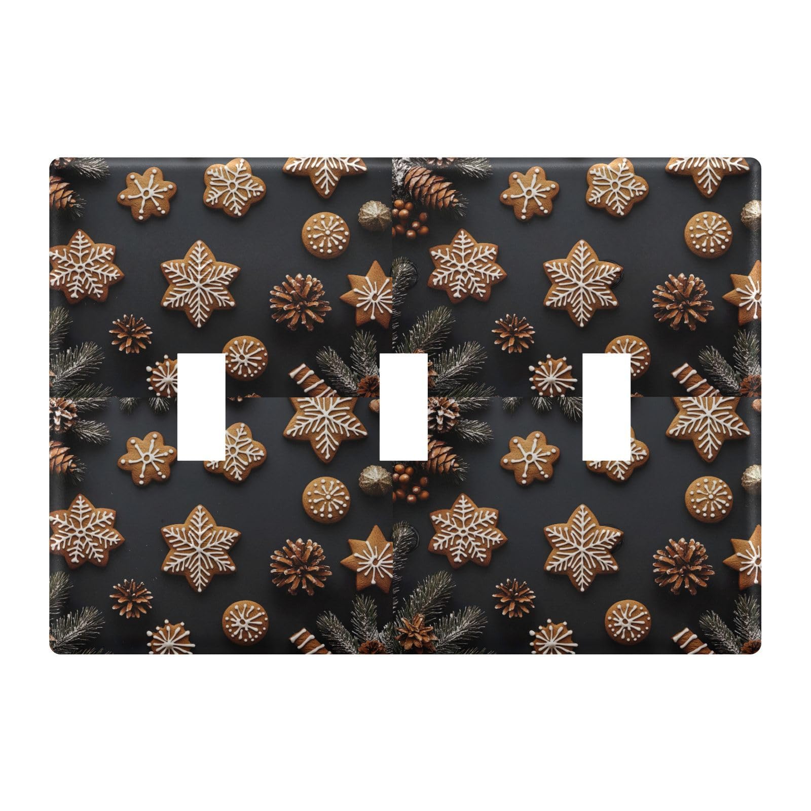 Light Switch Cover Christmas Gingerbread Man Cookies Wall Plates for Electrical Outlets 3 Gang 202b6393