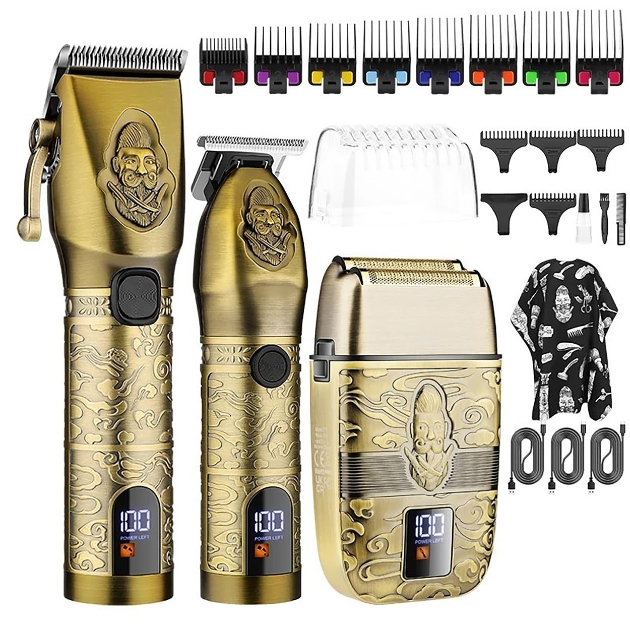 Hair Clippers for Men 3PCS Professional Hair Clipper and Electric Shaver Metal Body Oil Head Hair Trimmer Pushing