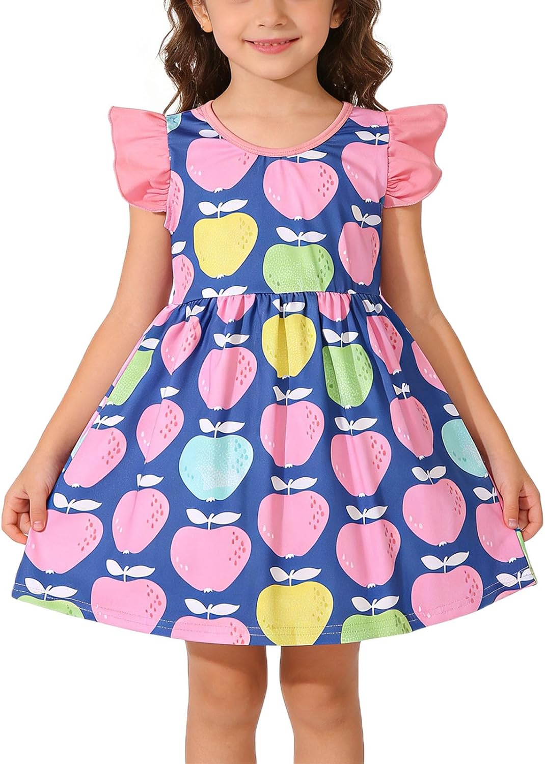Toddler Girl Dress Back to School Pencil School Bus Print Dress Summer Outfits 3-8T