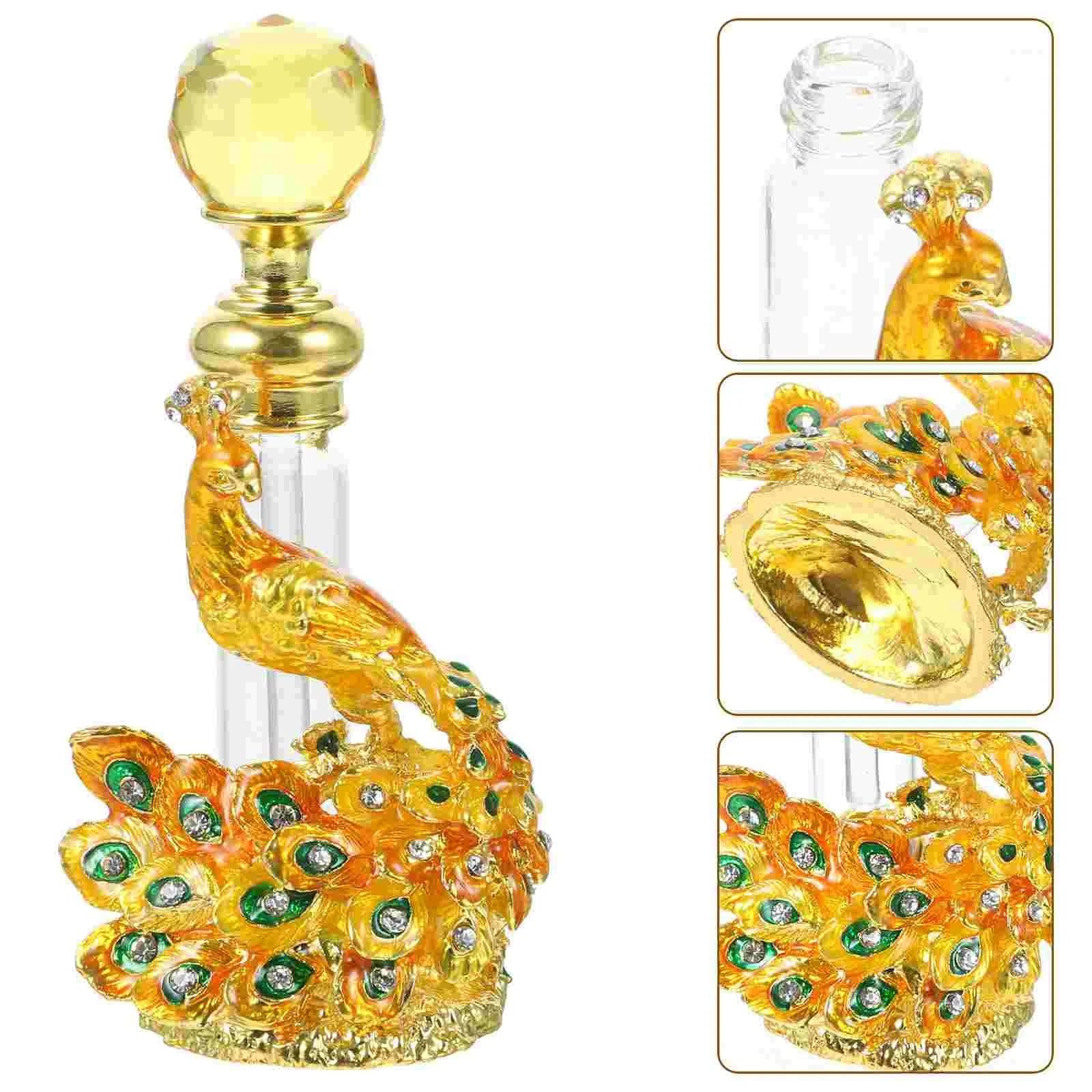 Botella de perfume esmaltada Vintage aroma agua aceite esencial botellas pequeñas muestra mujeres viaje vidrio Para Mujer(Golden)