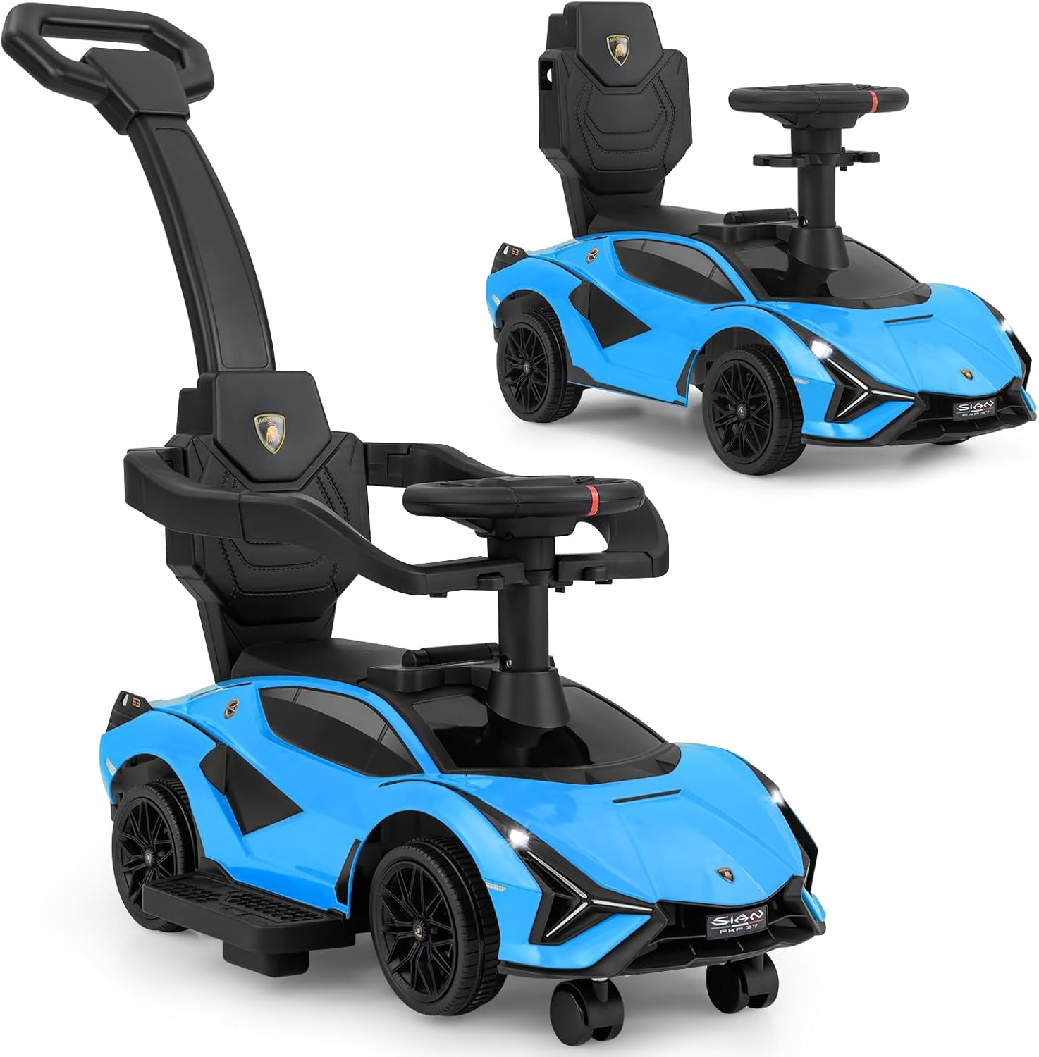 INFANS 3 in 1 Ride on Push Car, Licensed Lamborghini Baby Stroller Sliding Walking Car with Parent Control Handle, Music, USB, Headlight, Under Seat Storage, Foot-to-Floor Toy for 18-60 Months (Blue) INFANS 3 in 1 Ride on Push Car, Licensed Lamborghini Baby Stroller Sliding Walking Car with Parent Control Handle, Music, USB, Headlight, Under Seat Storage, Foot-to-Floor Toy for 18-60 Months (Blue)