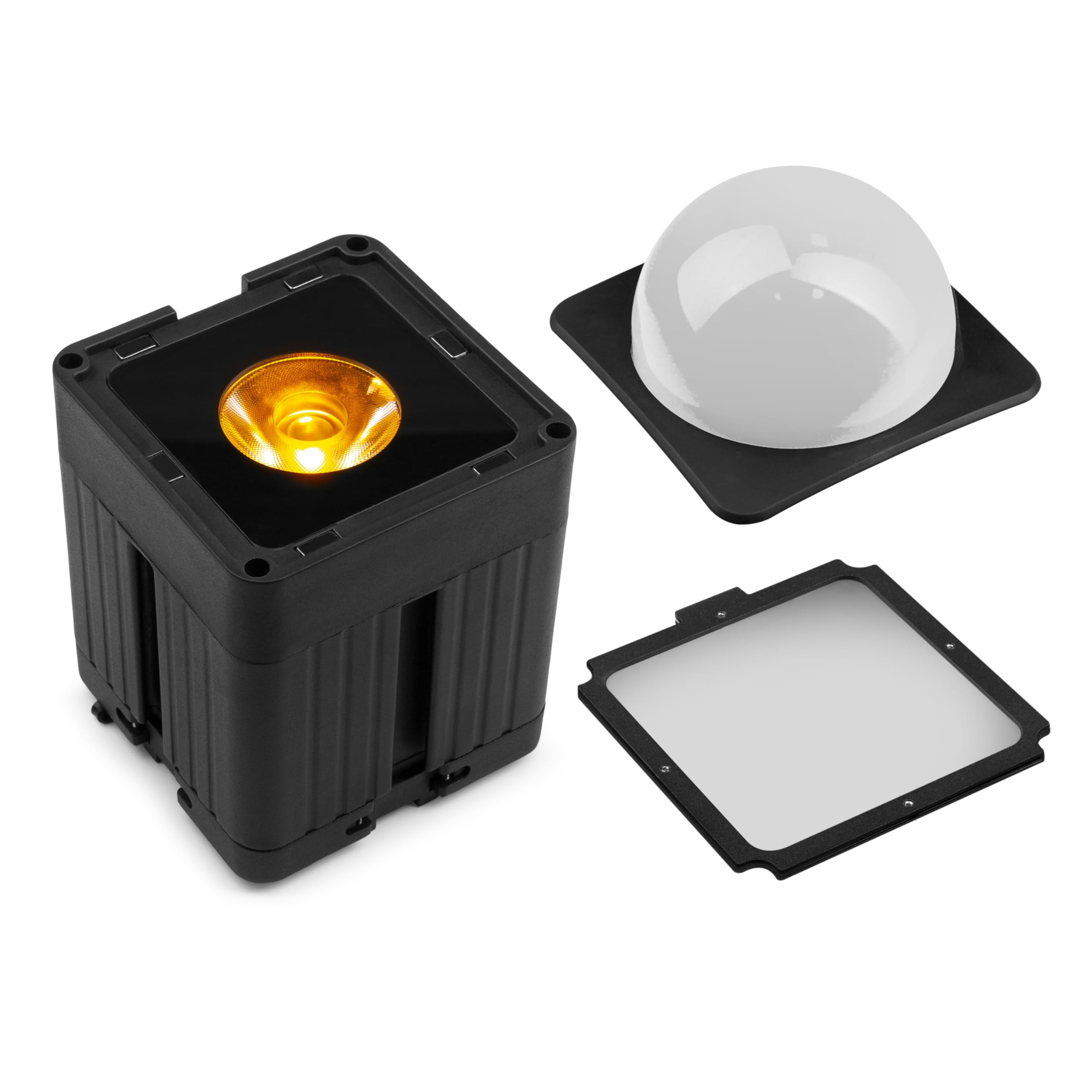 BeamZ Pro KUBE20BK Akku LED Spot Uplight Outdoor und Indoor, Wireless DMX, IP65, Licht Baustein-System, 20 Watt RGBWA-UV-LEDs, inkl. Aufsätze, Farbfilter, Montagebügel, Disco Licht, Schwarz